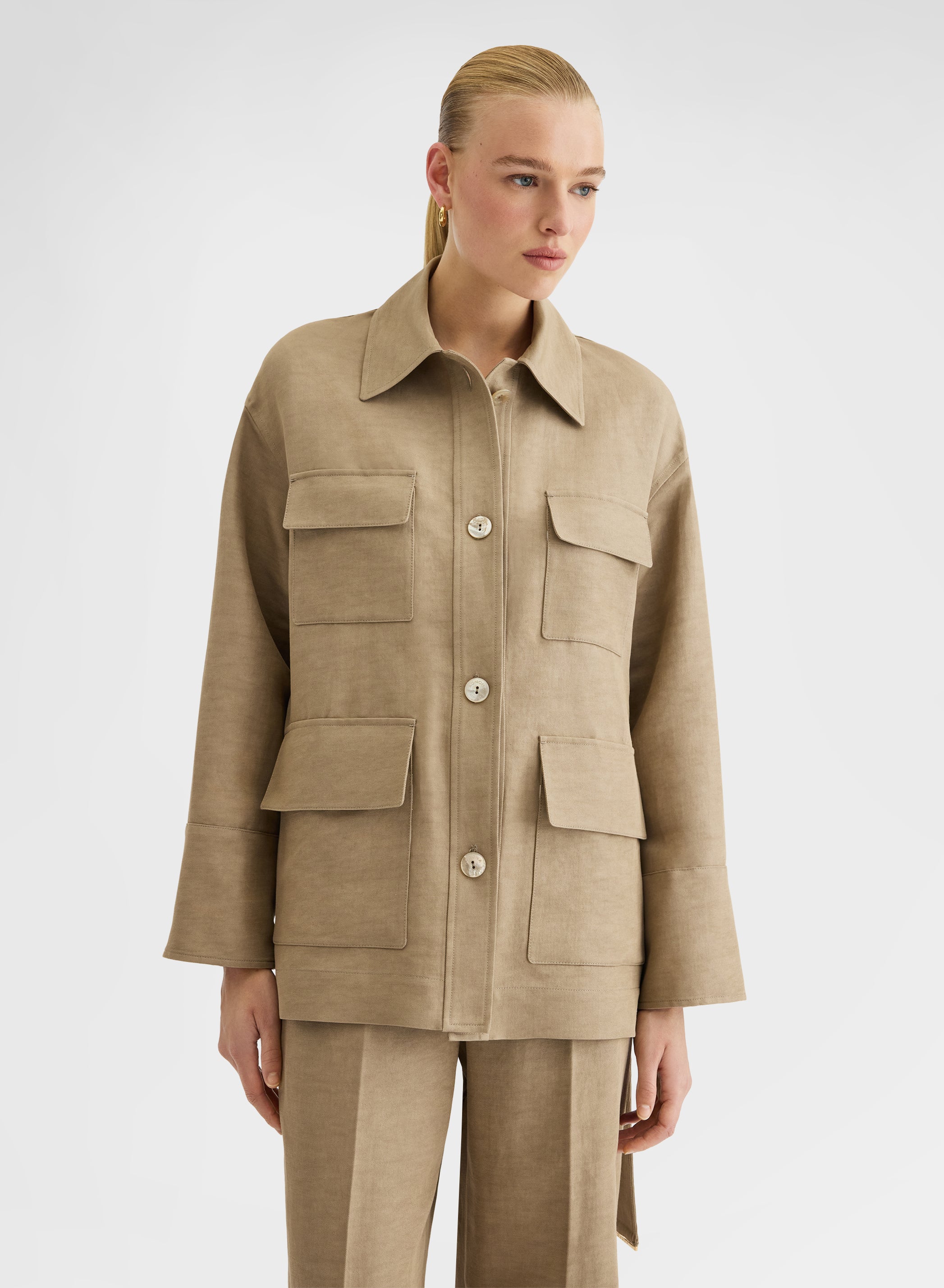 COTTON BLEND TWILL CABAN KHAKI