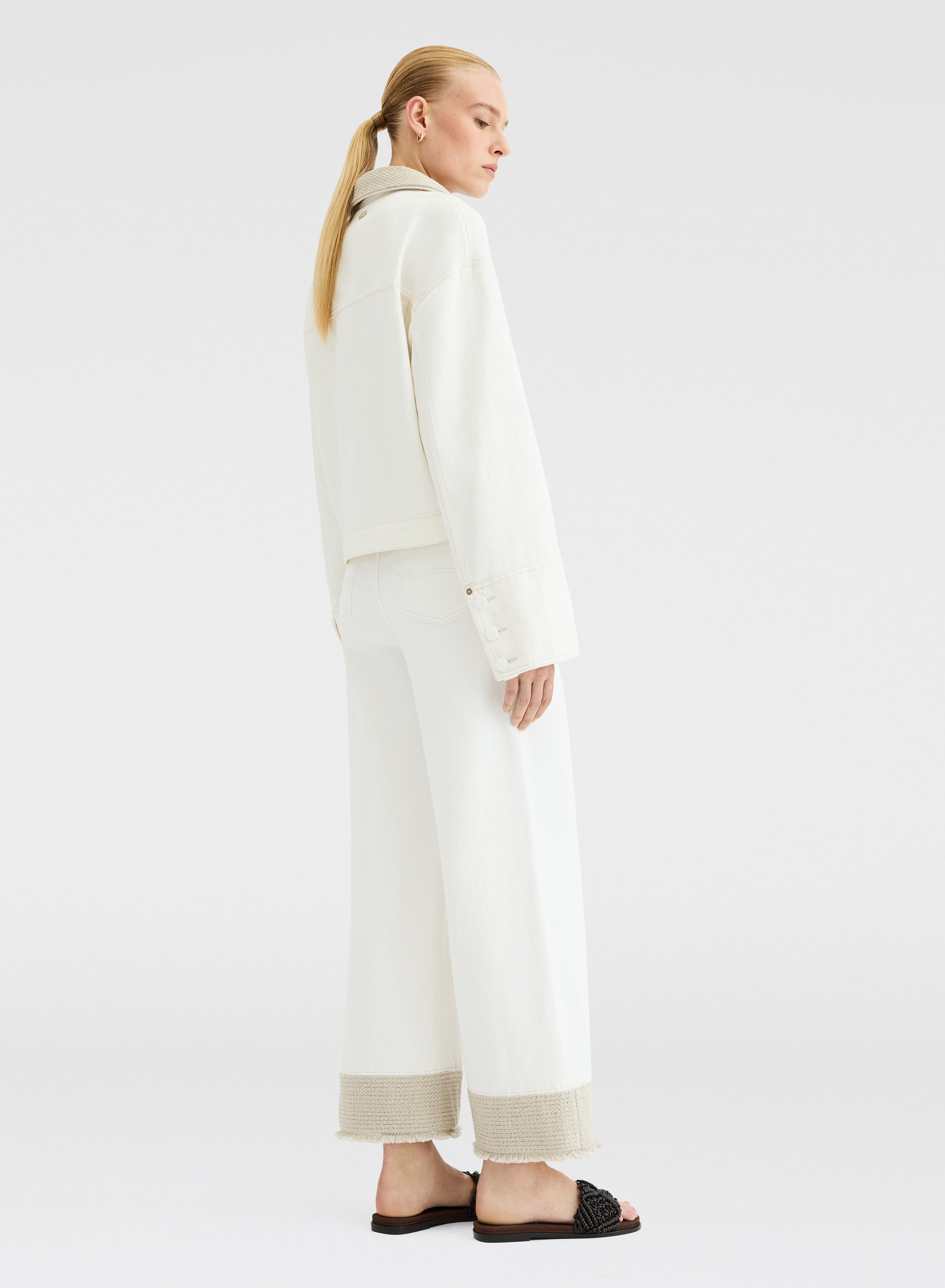 COTTON LINEN DENIM JACKET WHITE