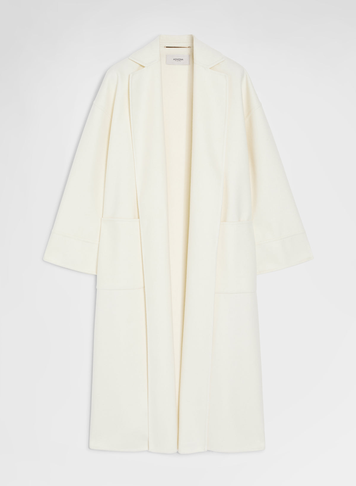 Wool Cashmere Double Face Coat White Oversized | Agnona