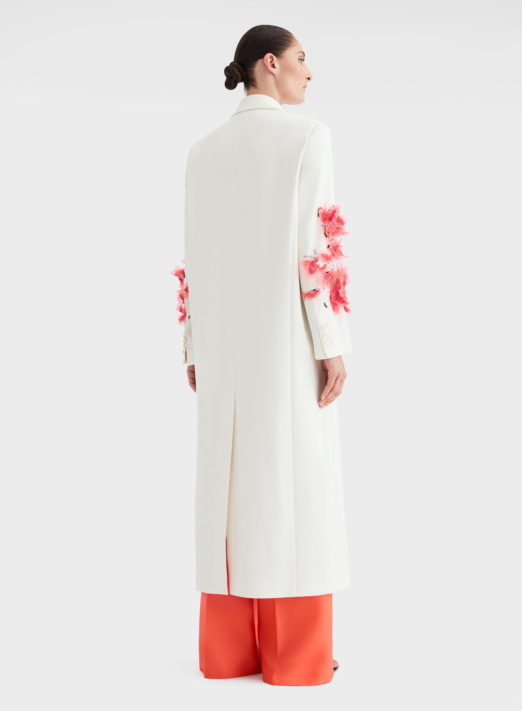 FLOWER FLUID WOOL COAT WHITE