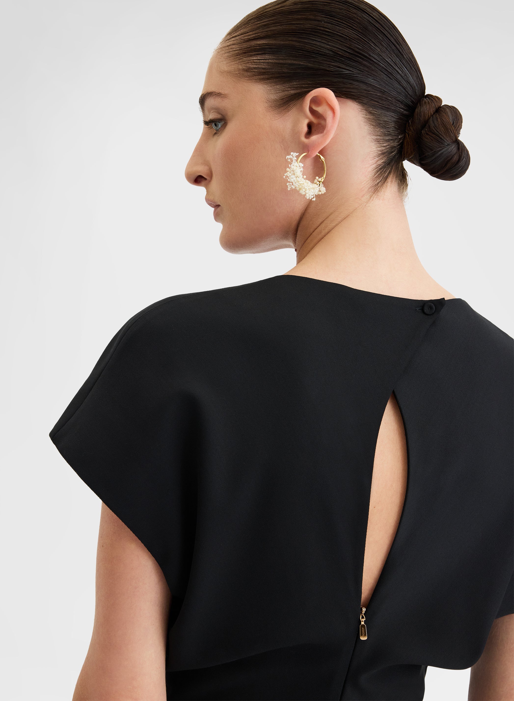 FLUID VISCOSE WOOL DRESS BLACK