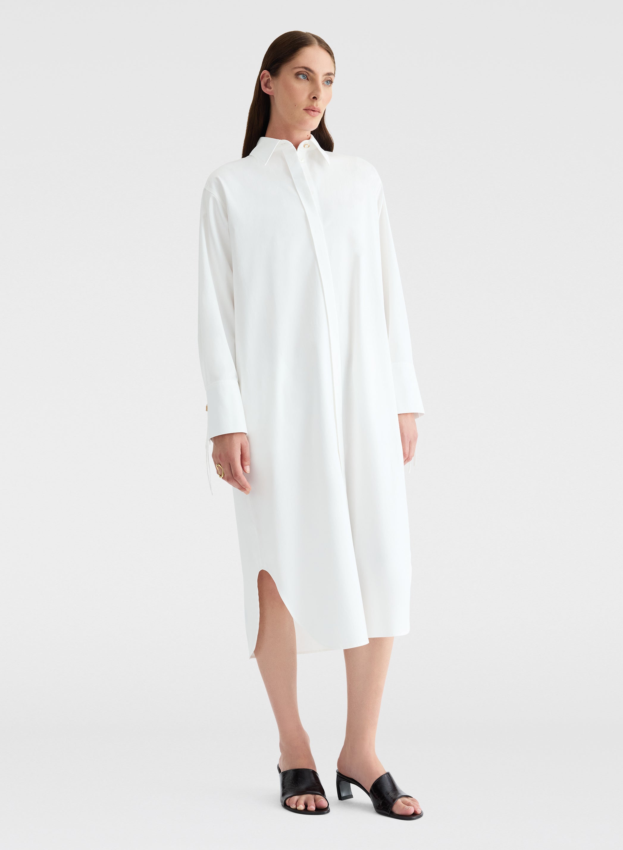 COTTON SATIN DRESS WHITE