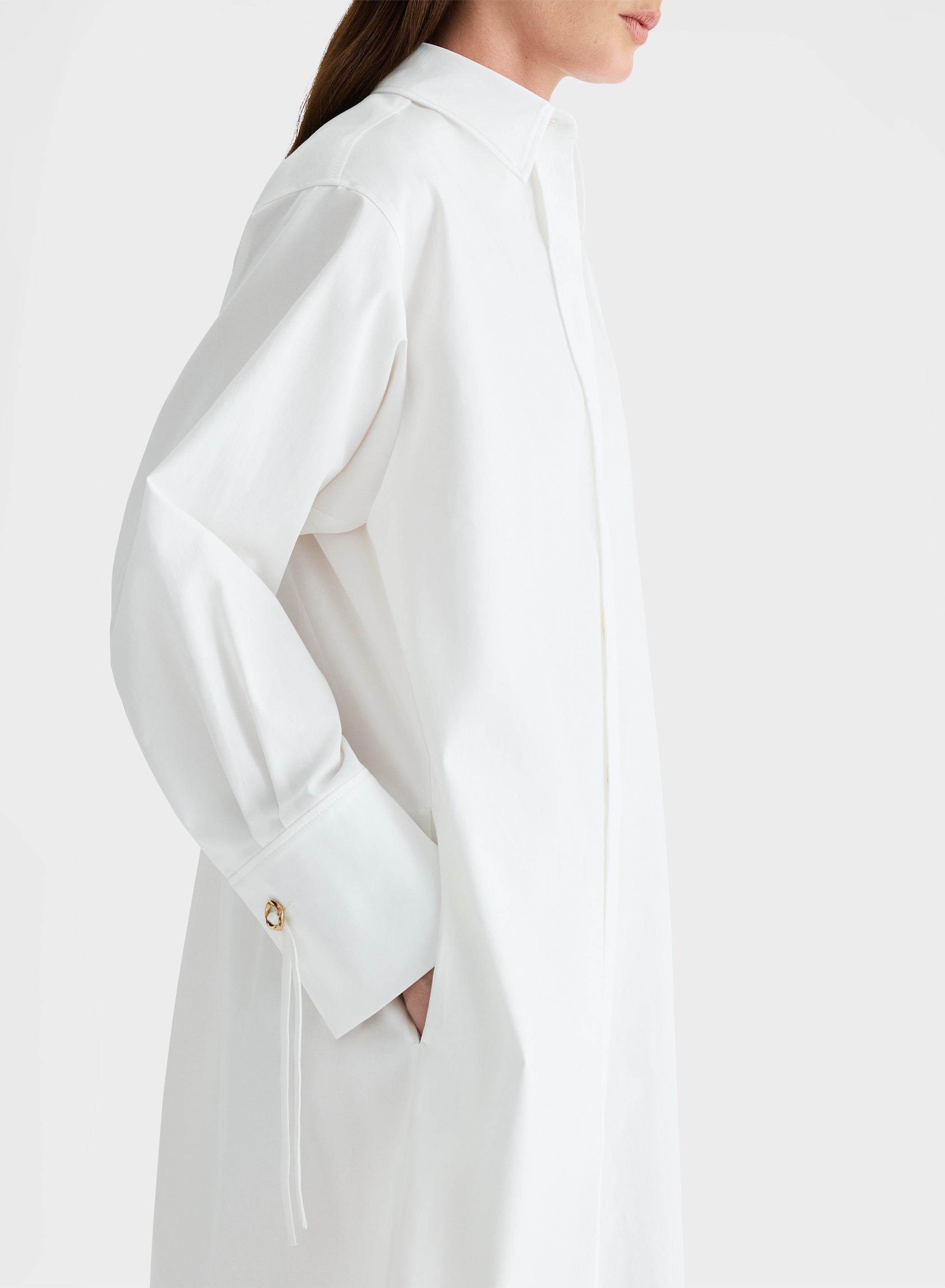 COTTON SATIN DRESS WHITE