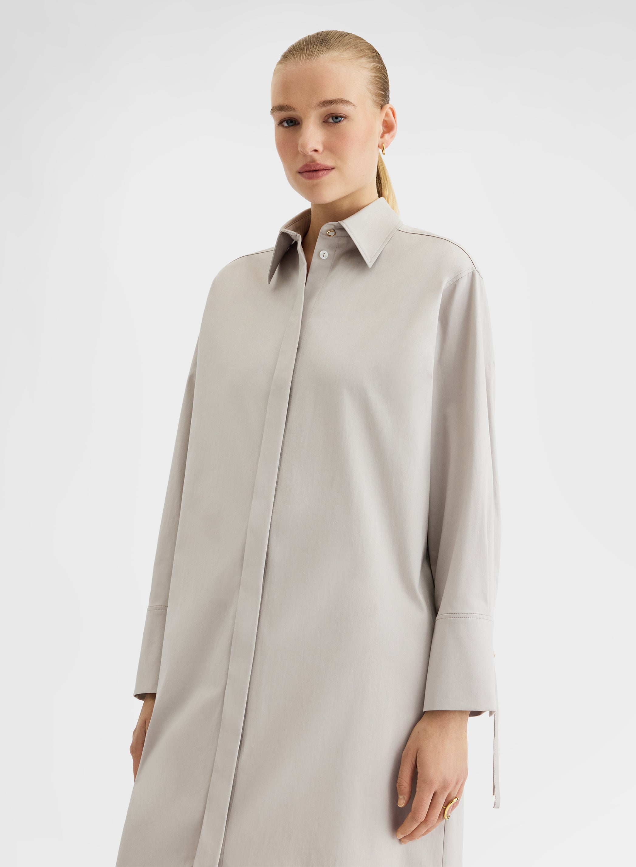 COTTON SATIN DRESS GREY