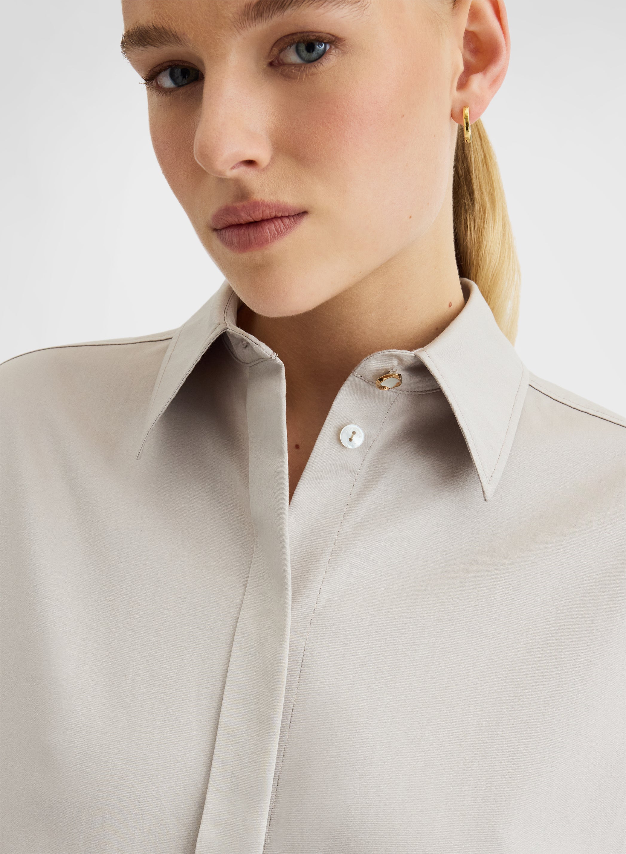 COTTON SATIN DRESS GREY