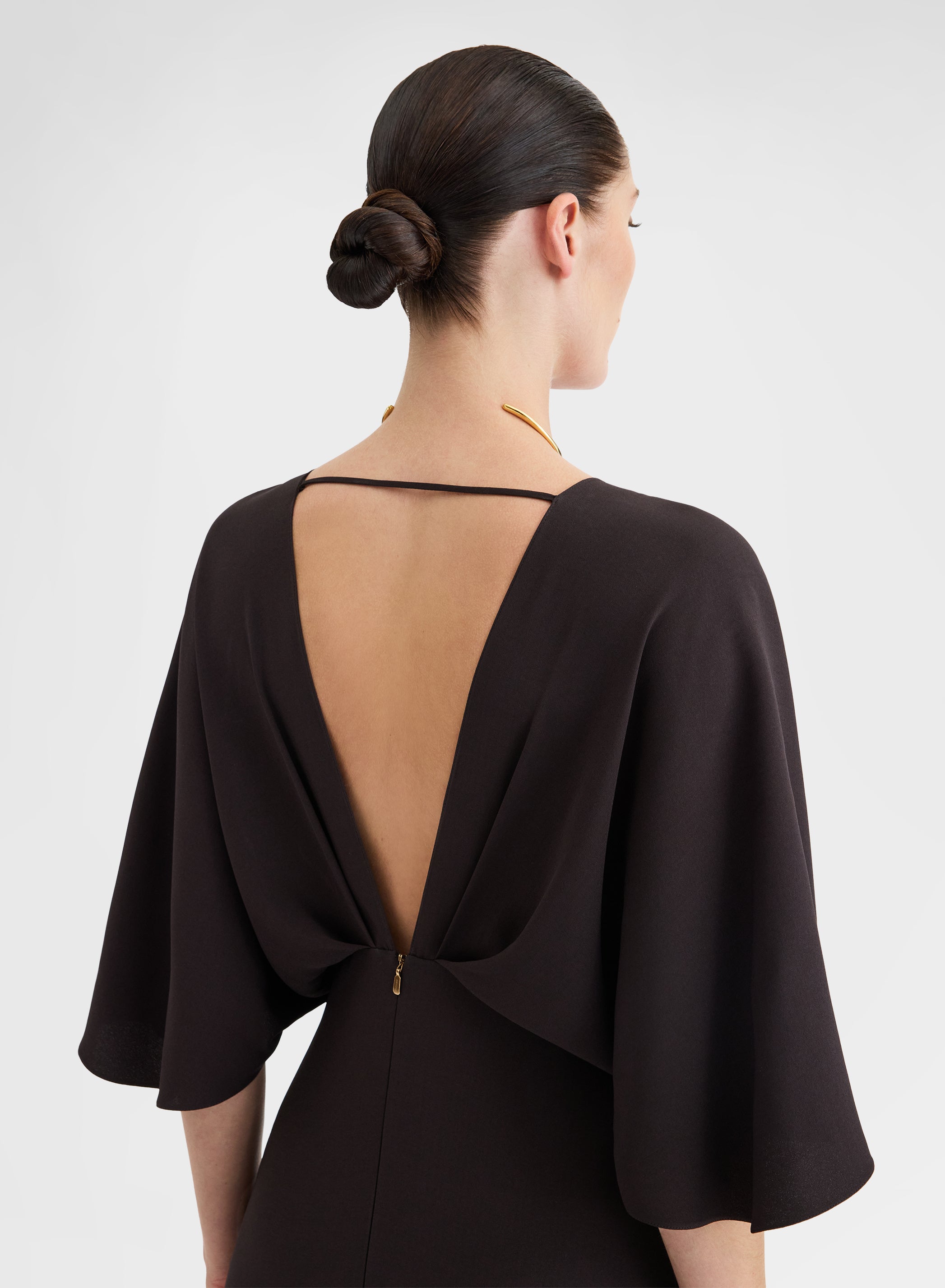 MATT SILK BLEND DRESS CHOCOLATE