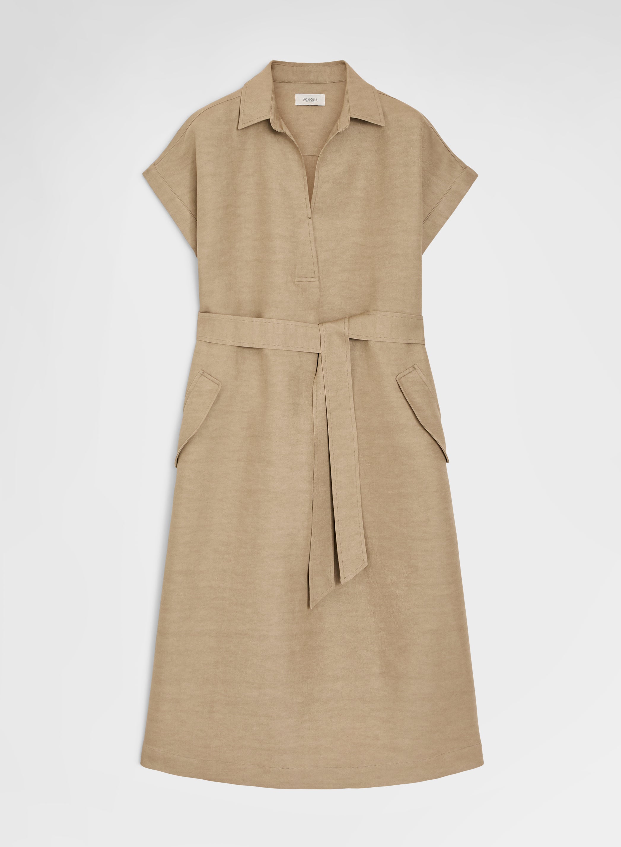 COTTON BLEND TWILL DRESS KHAKI