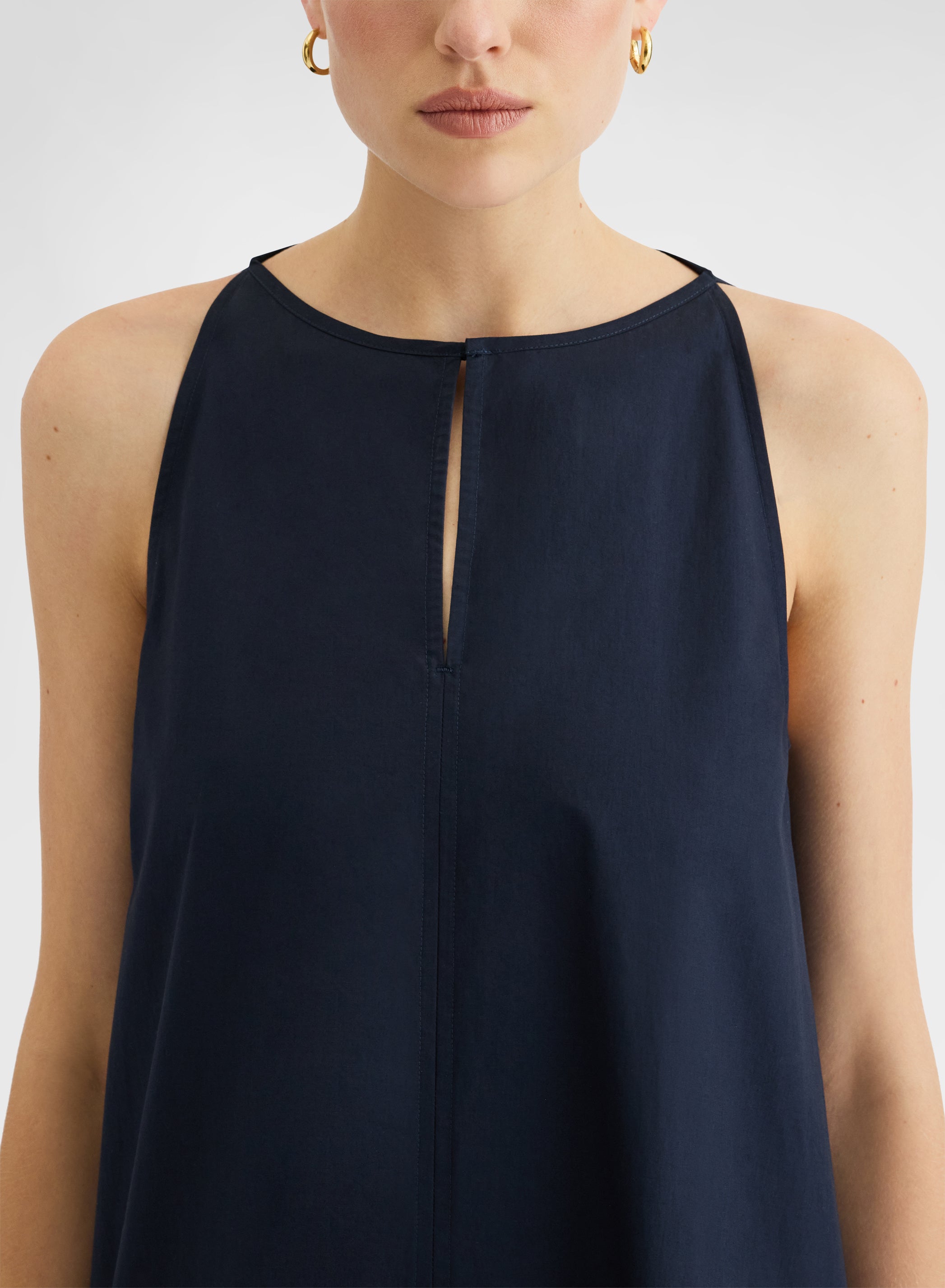 COTTON POPLIN DRESS NAVY