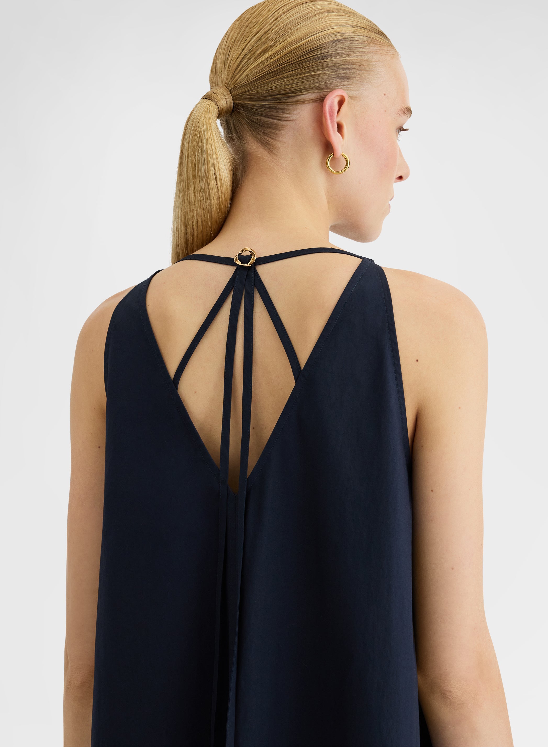 COTTON POPLIN DRESS NAVY