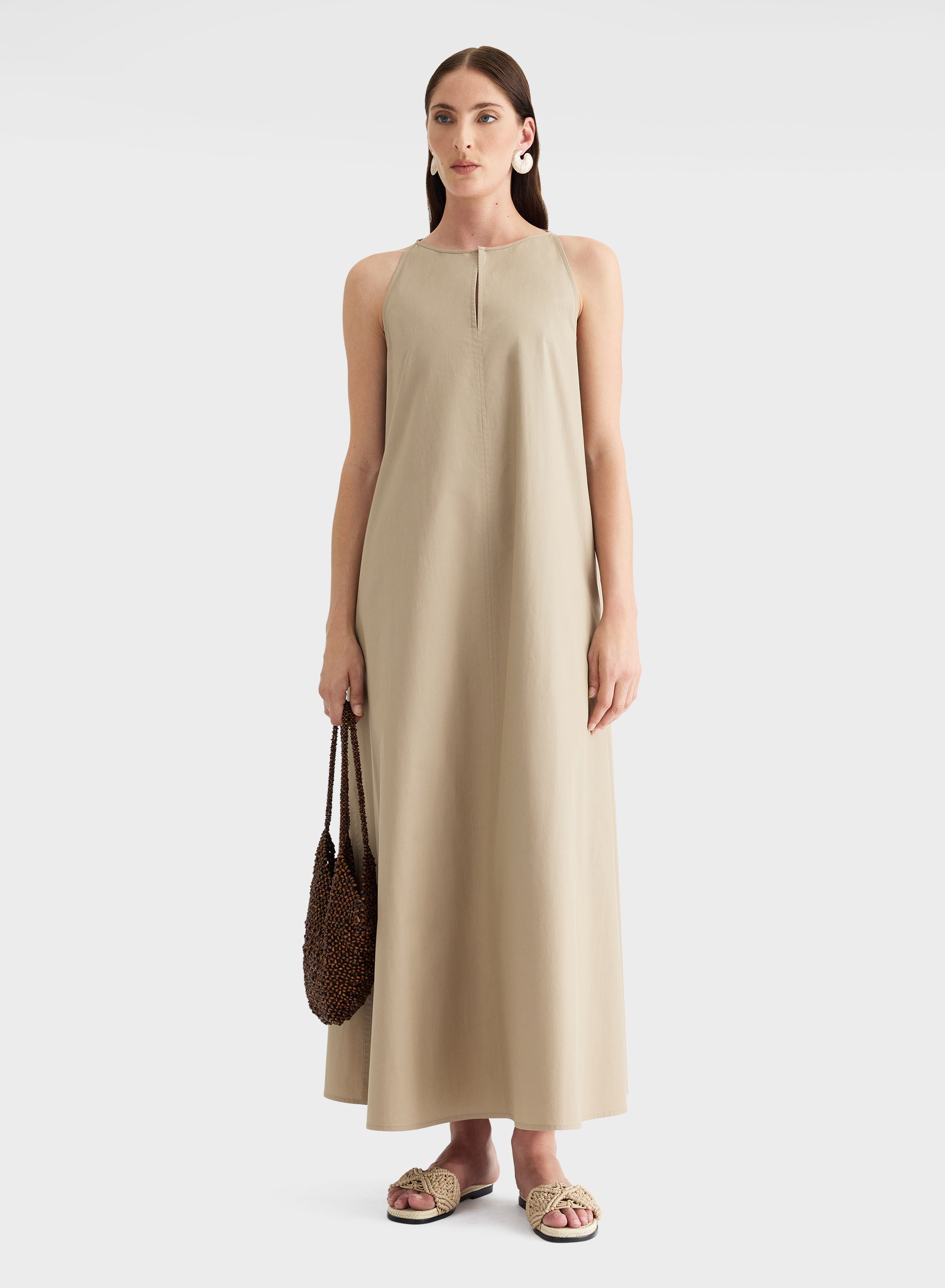 COTTON POPLIN DRESS KHAKI