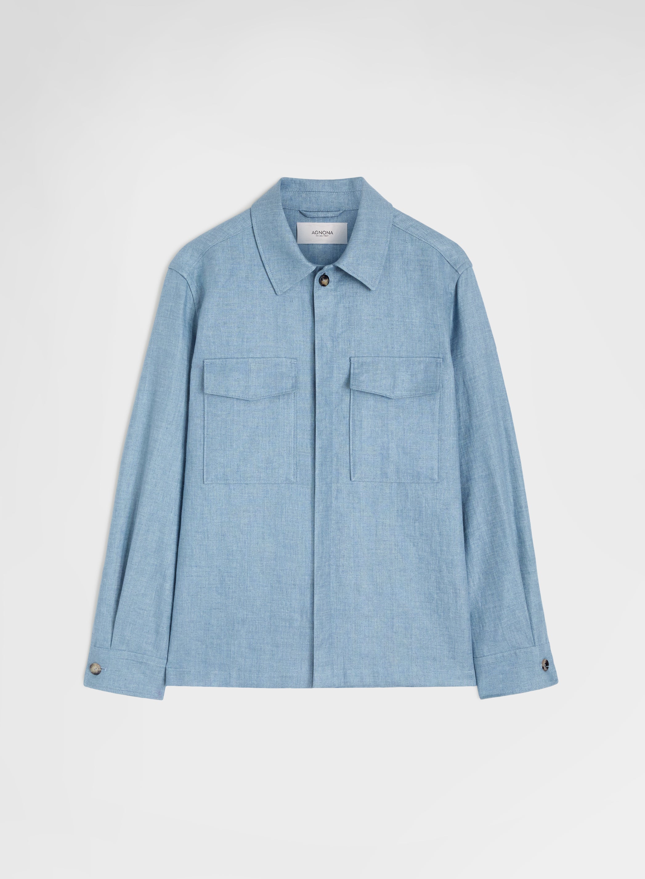 BONDED DELAVE LINEN OVERSHIRT DUSTY BLUE