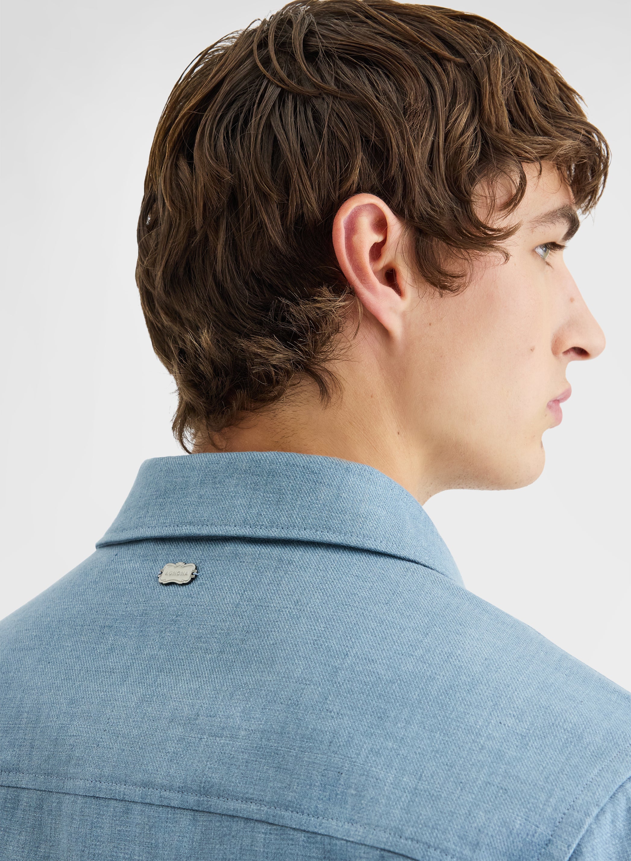 BONDED DELAVE LINEN OVERSHIRT DUSTY BLUE