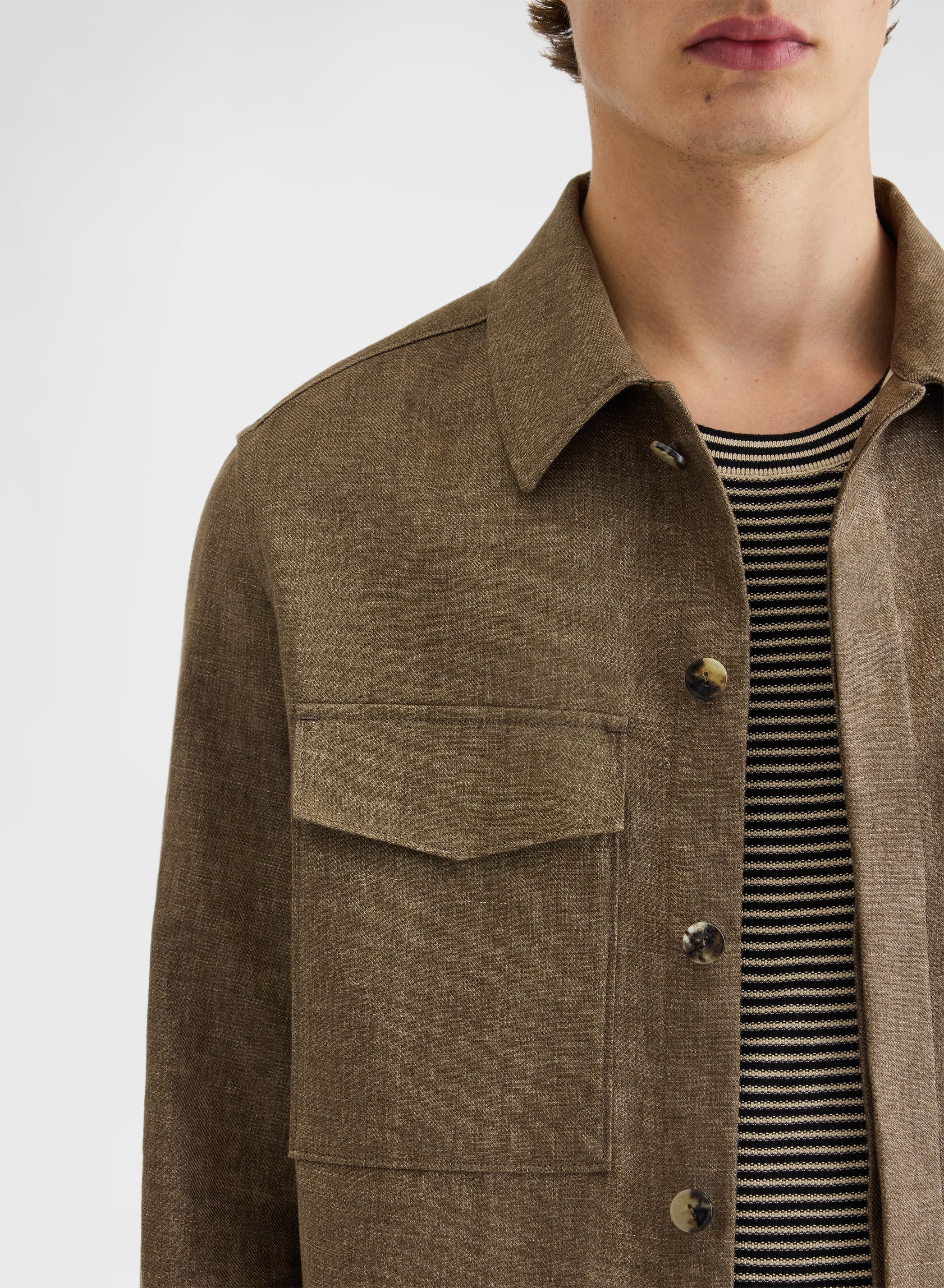 BONDED DELAVE LINEN OVERSHIRT KHAKI