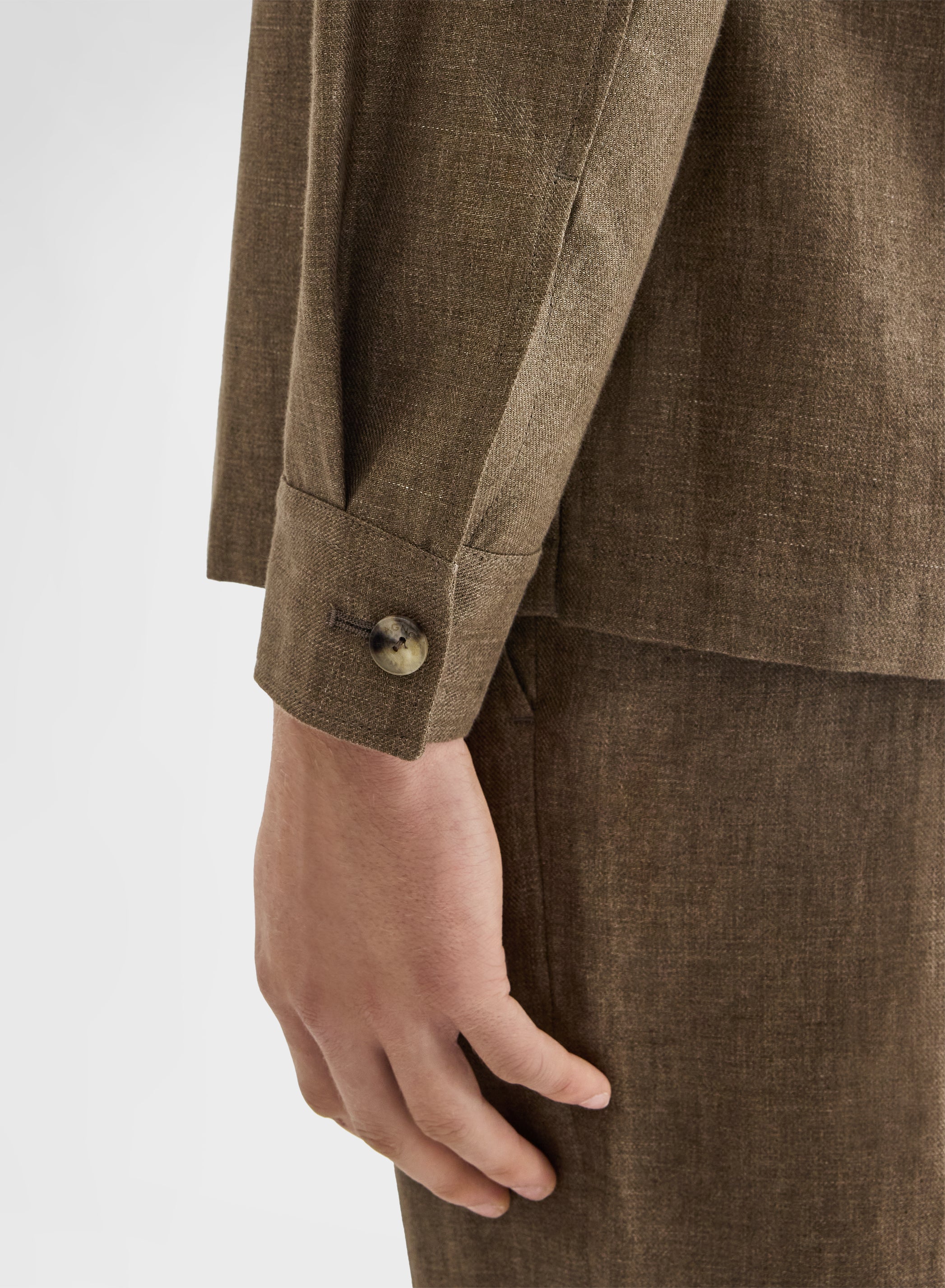 BONDED DELAVE LINEN OVERSHIRT KHAKI