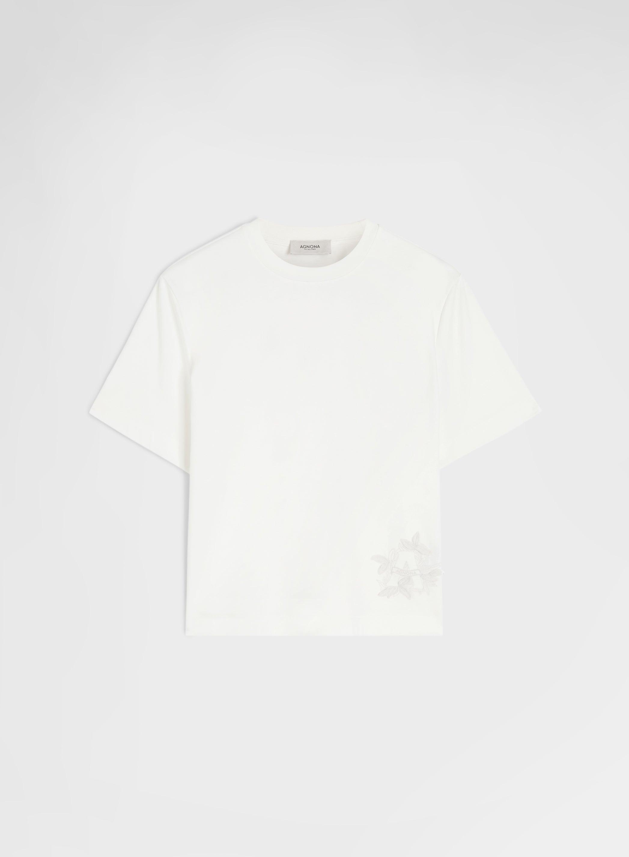 Silk Touch Cotton Interlock Top White | Agnona