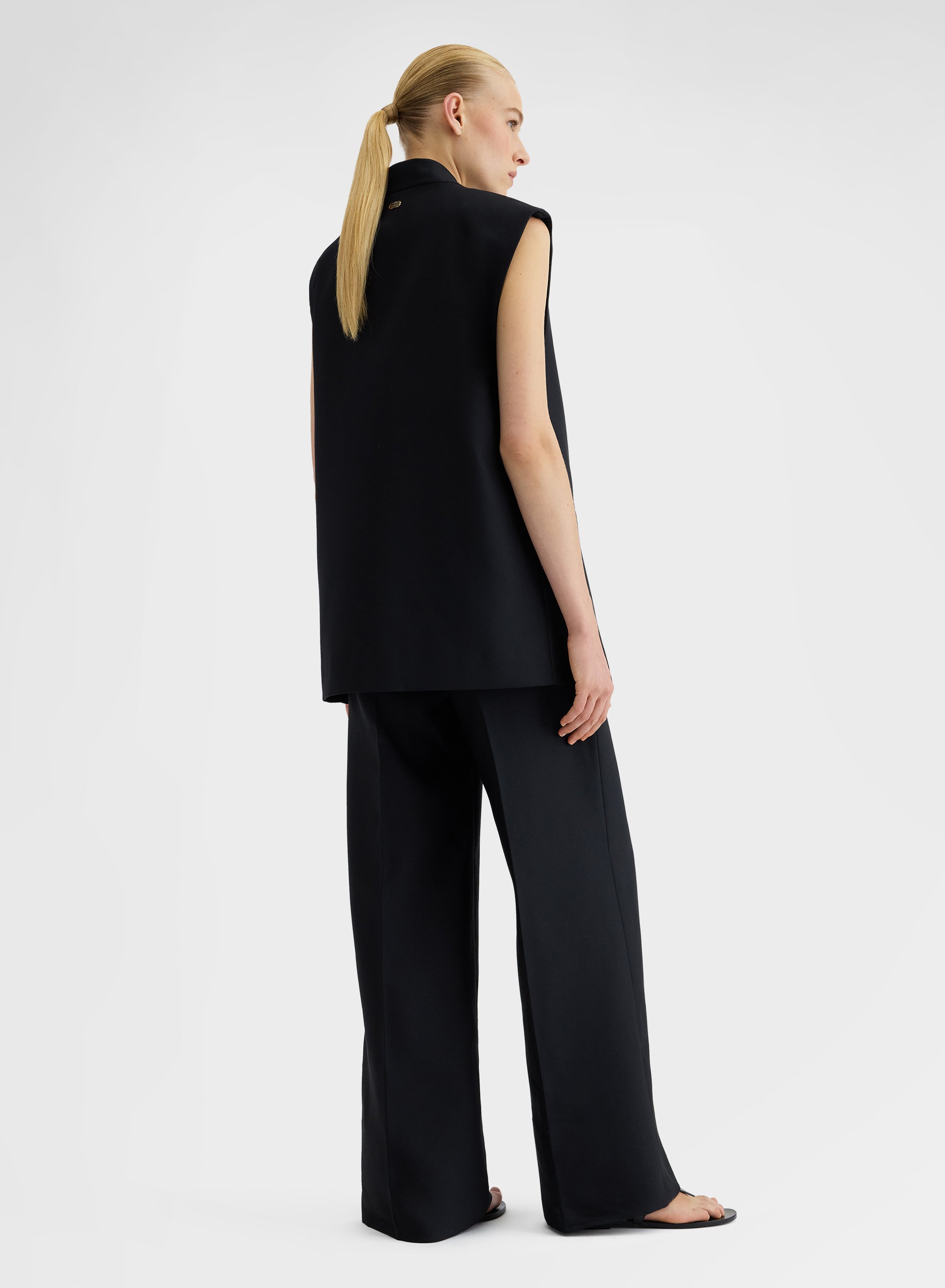 DOUBLE WOOL SILK GILET BLACK