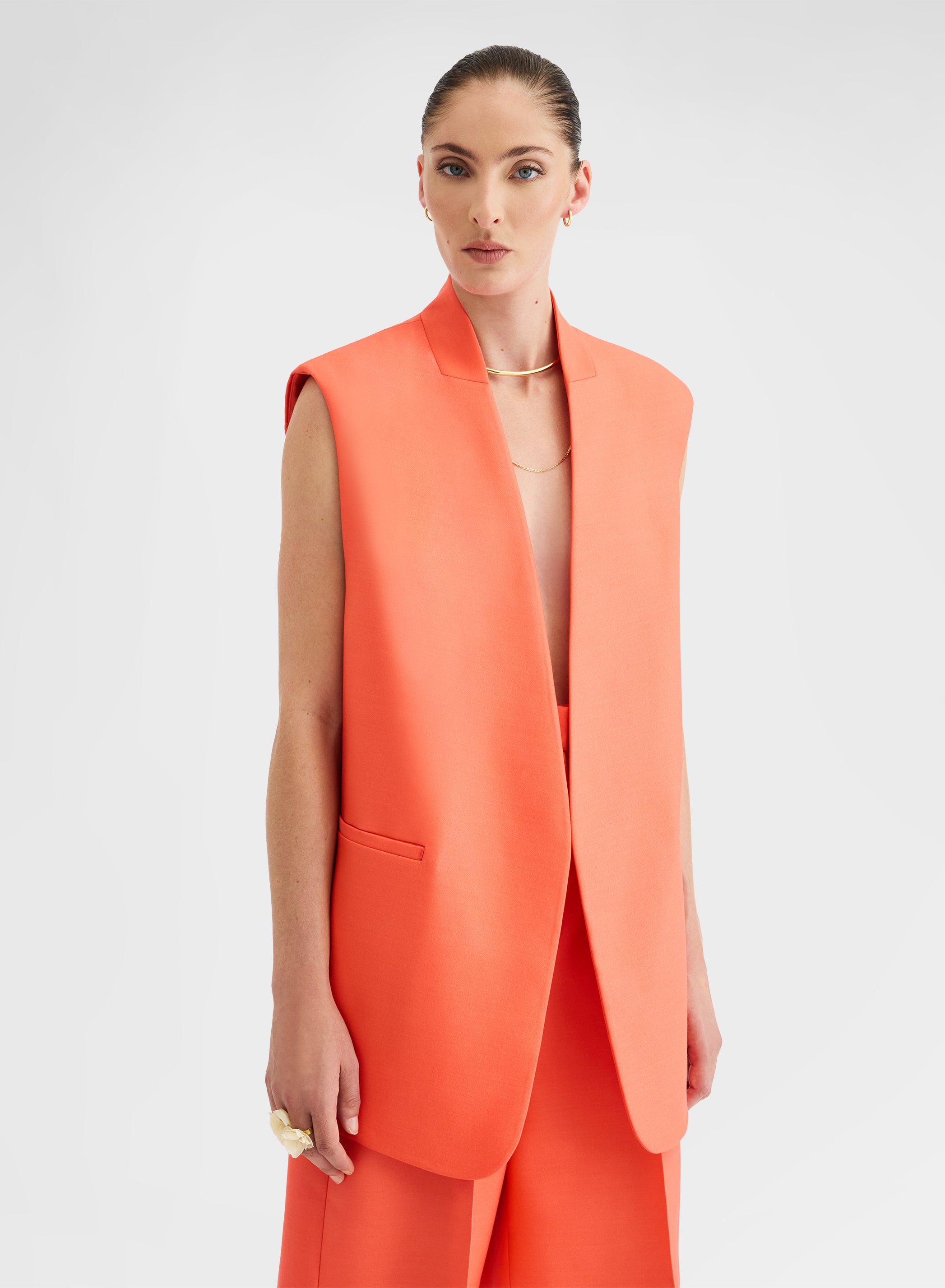 DOUBLE WOOL SILK GILET SUNSET