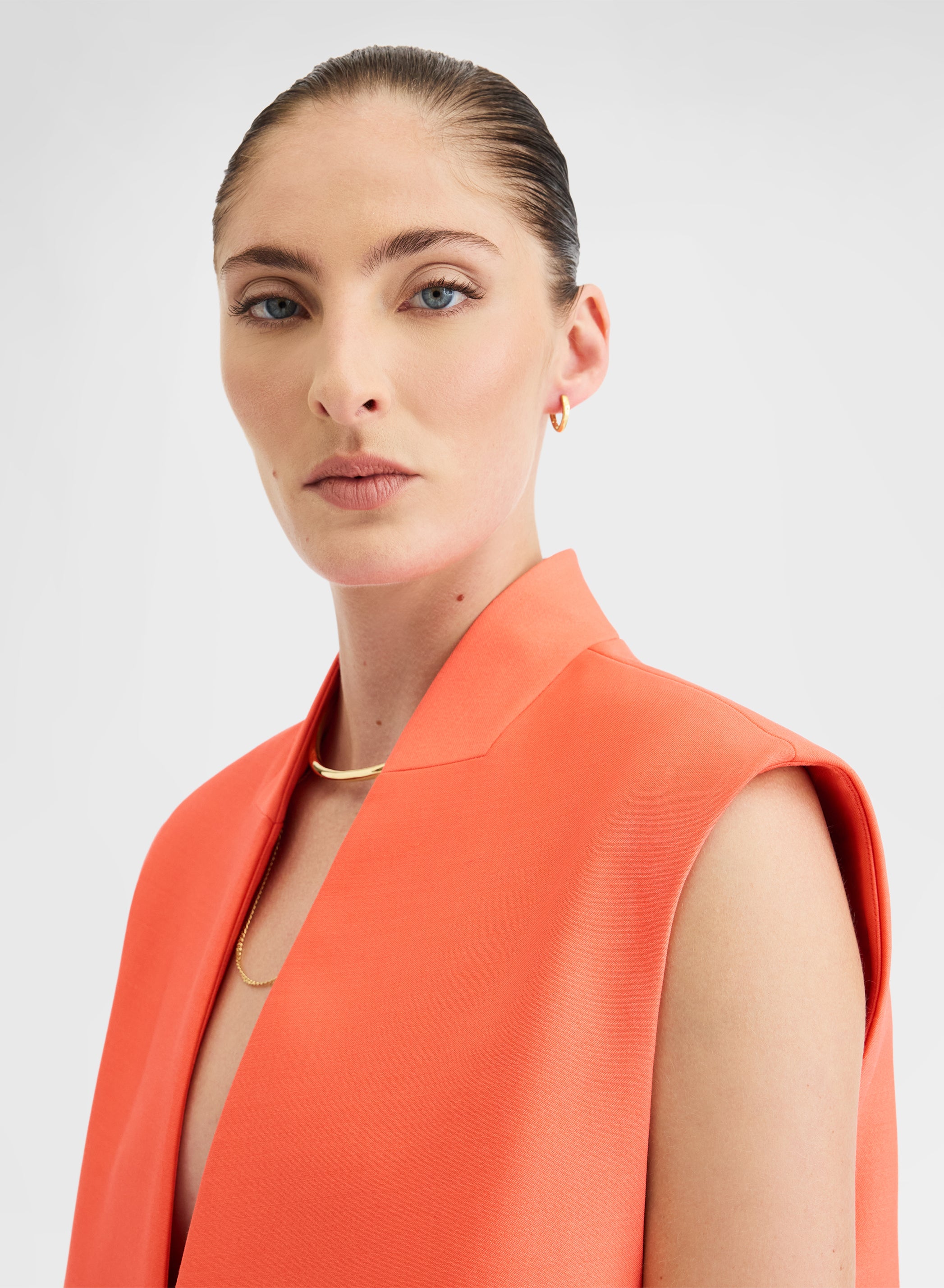 DOUBLE WOOL SILK GILET SUNSET