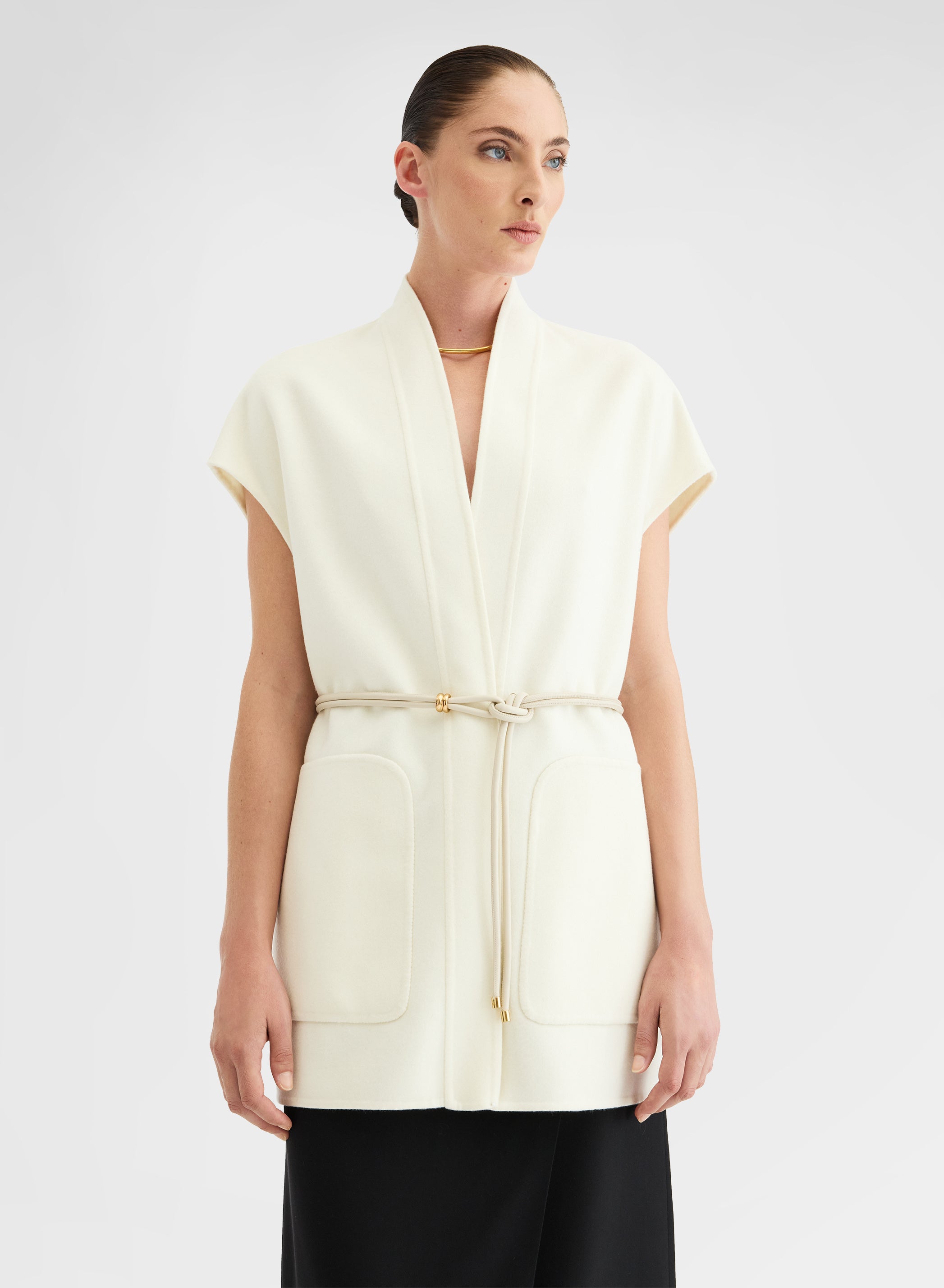 BLEND DOUBLE FACE GILET WHITE