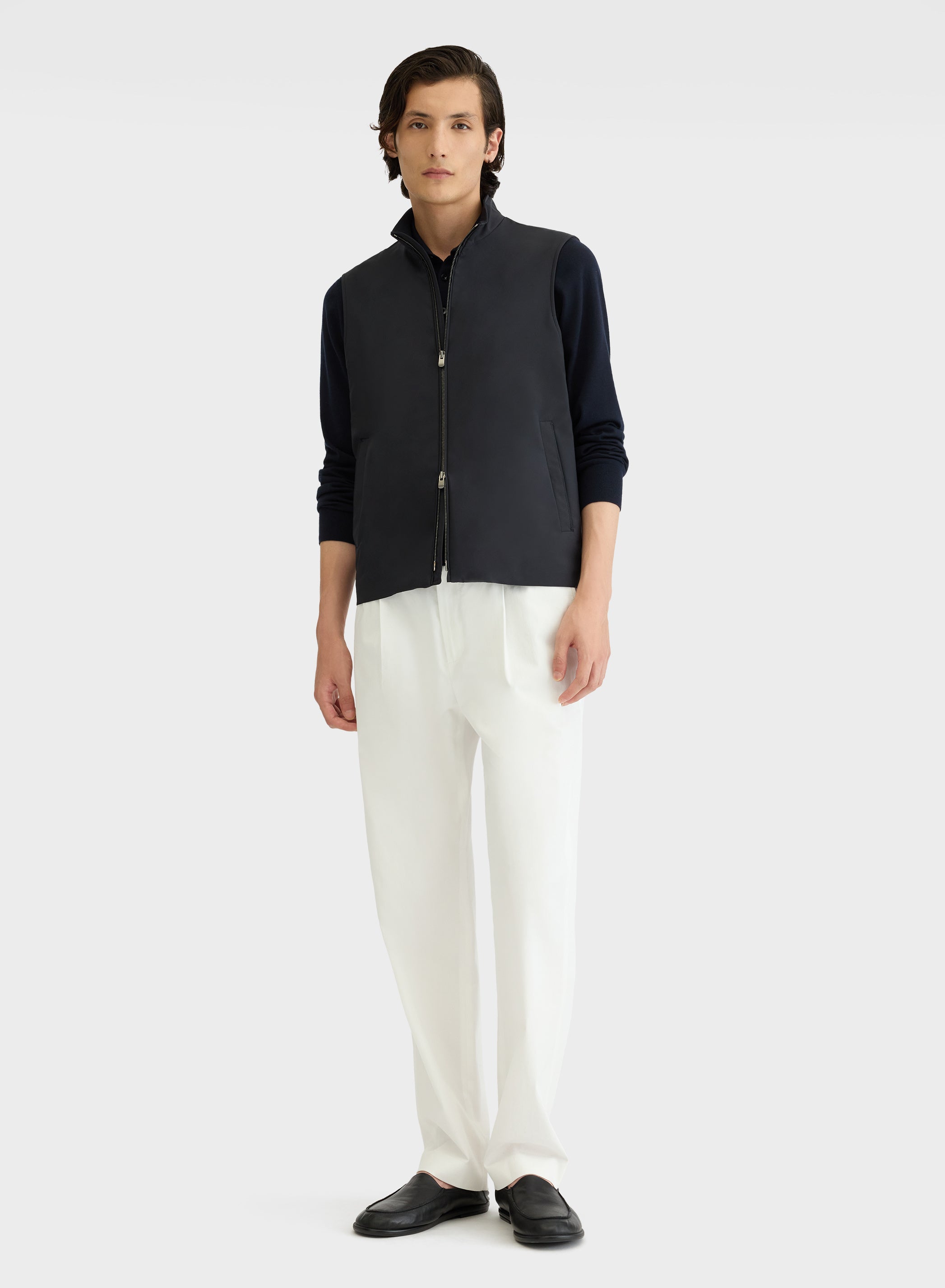 NYLON TECH TWILL GILET NAVY