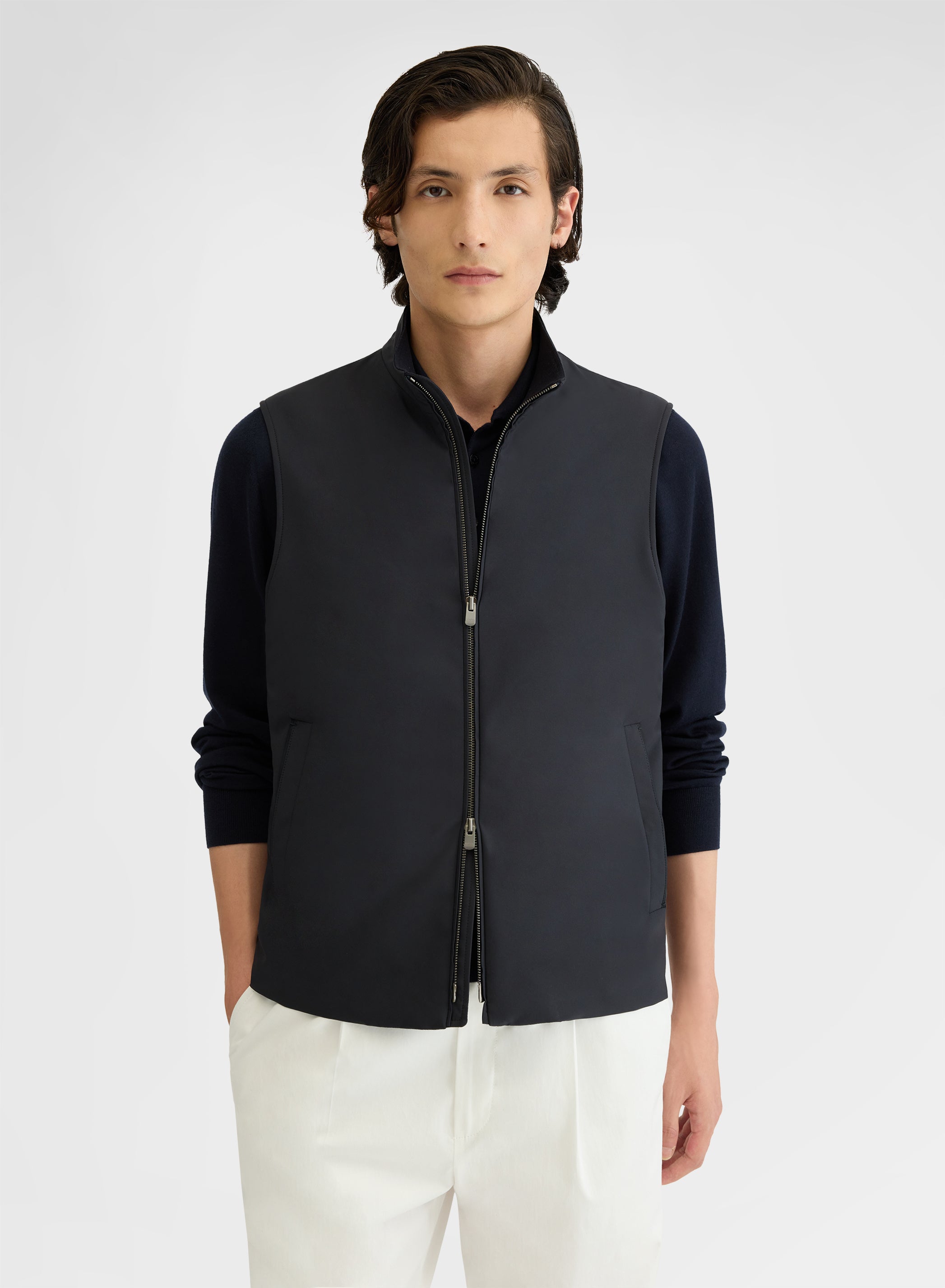 NYLON TECH TWILL GILET NAVY