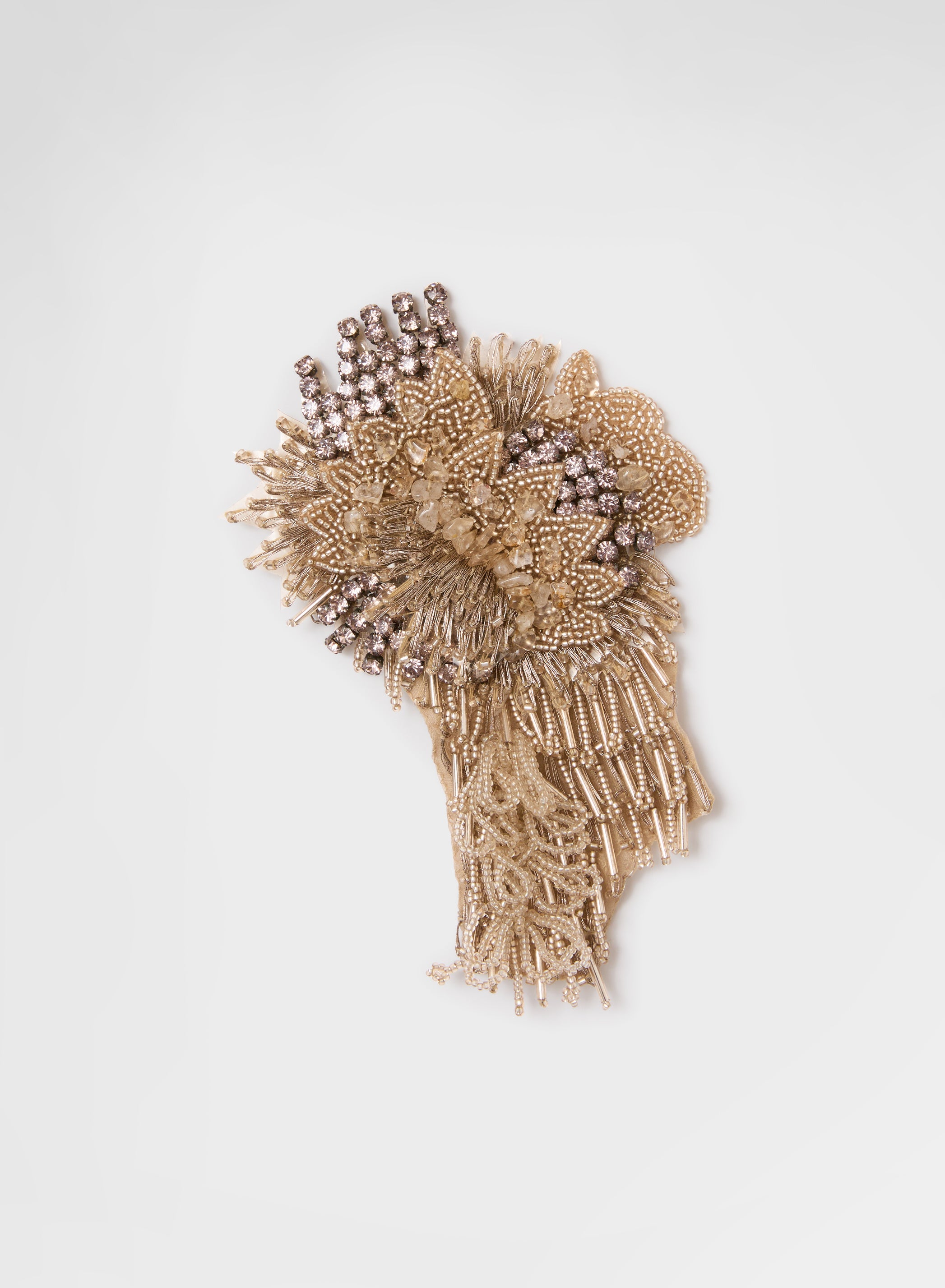 SMALL EMBROIDERED JEWEL BROOCH CAMEL