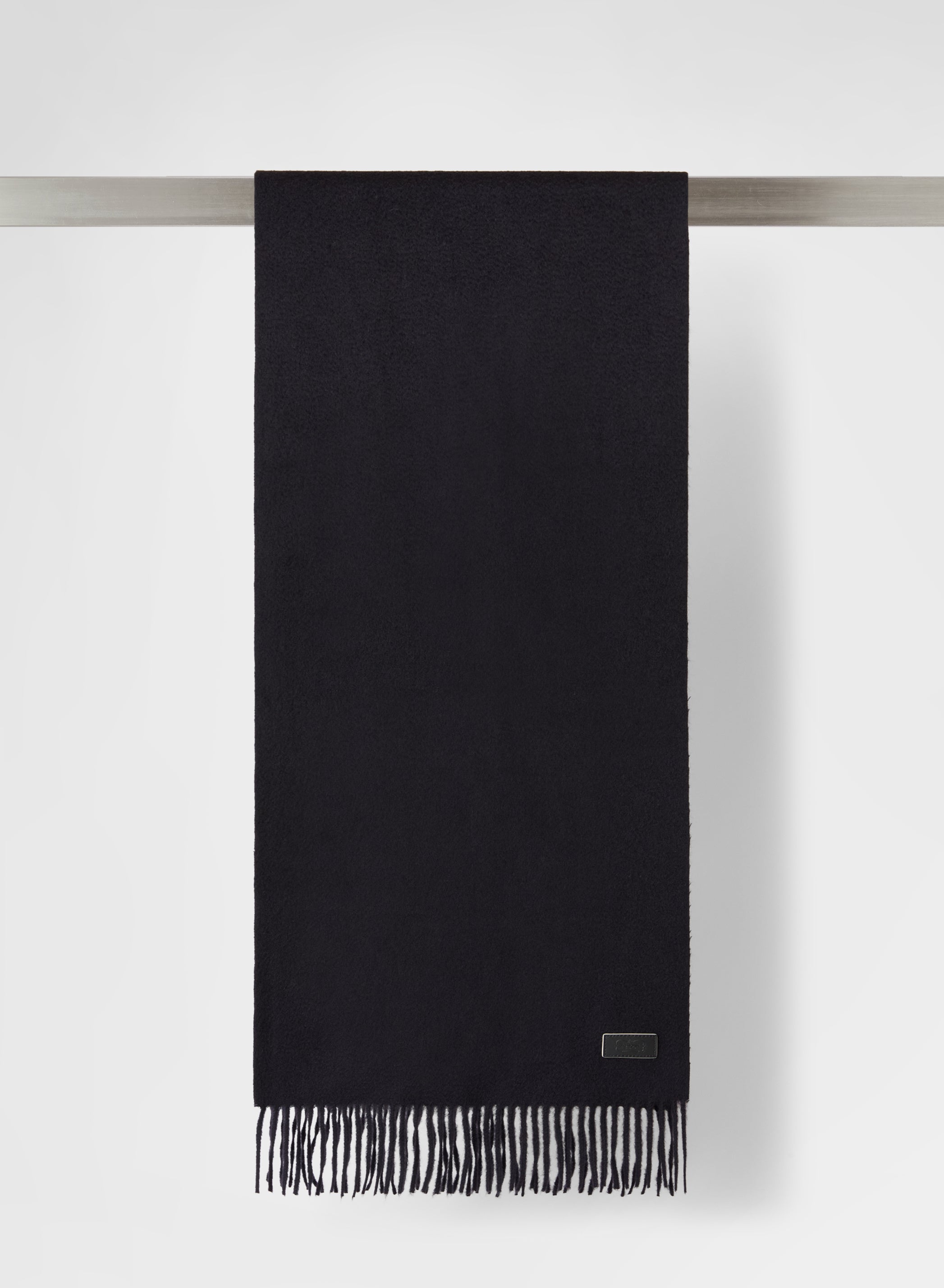 ZIBELLINO CASHMERE FRINGED SCARF NAVY