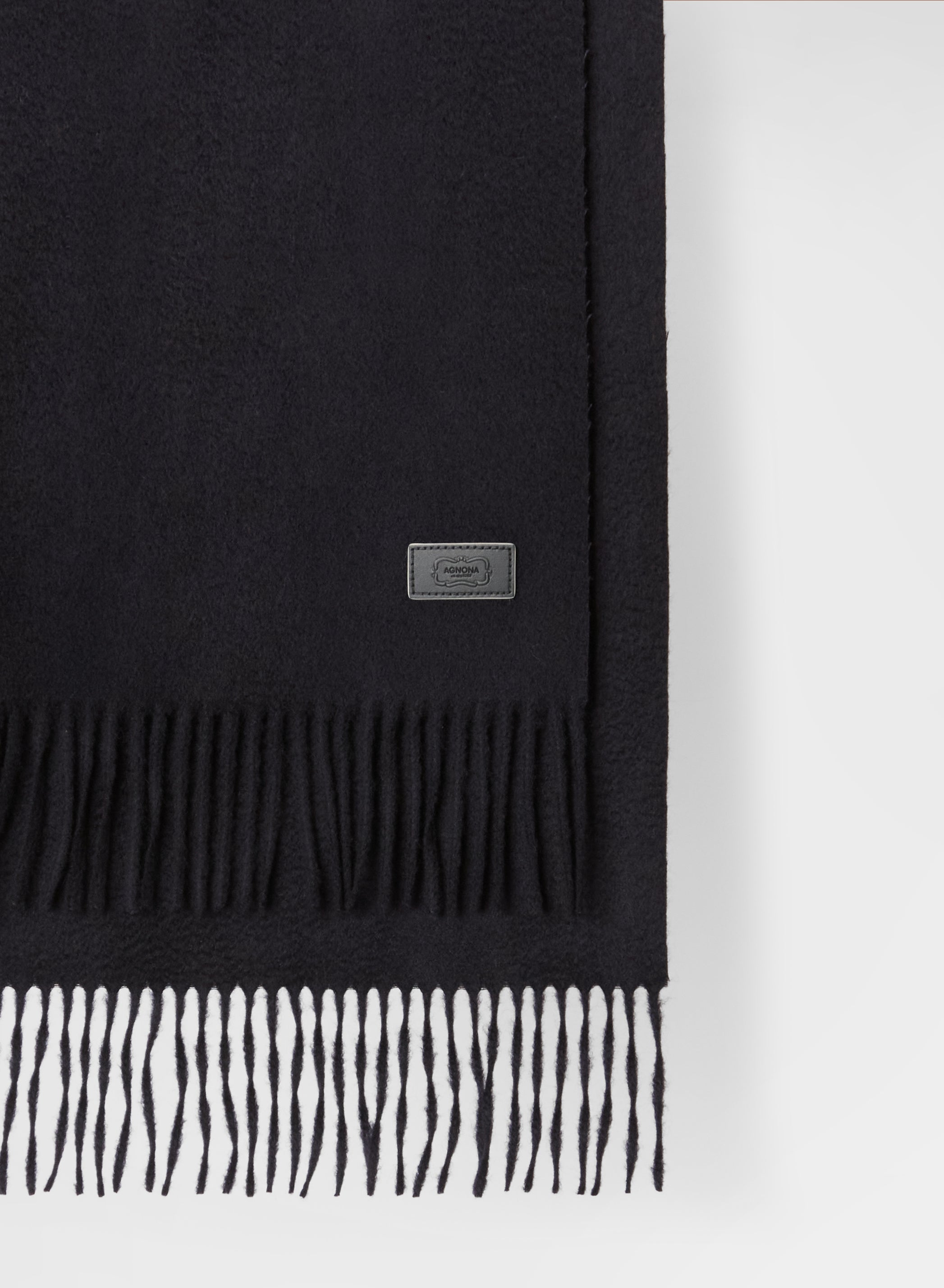 ZIBELLINO CASHMERE FRINGED SCARF NAVY