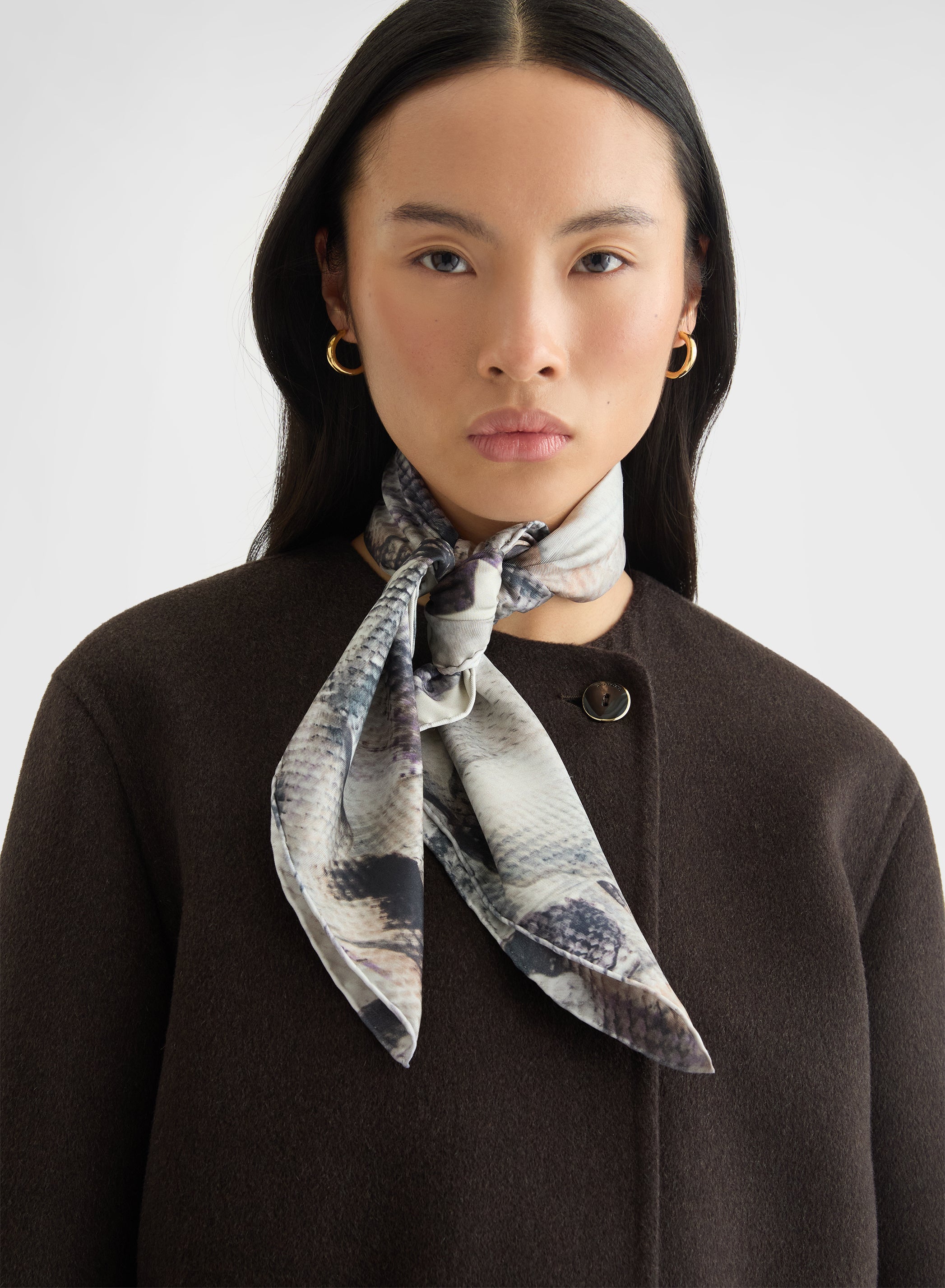 SILK TWILL FLORAL PRINT FOULARD
