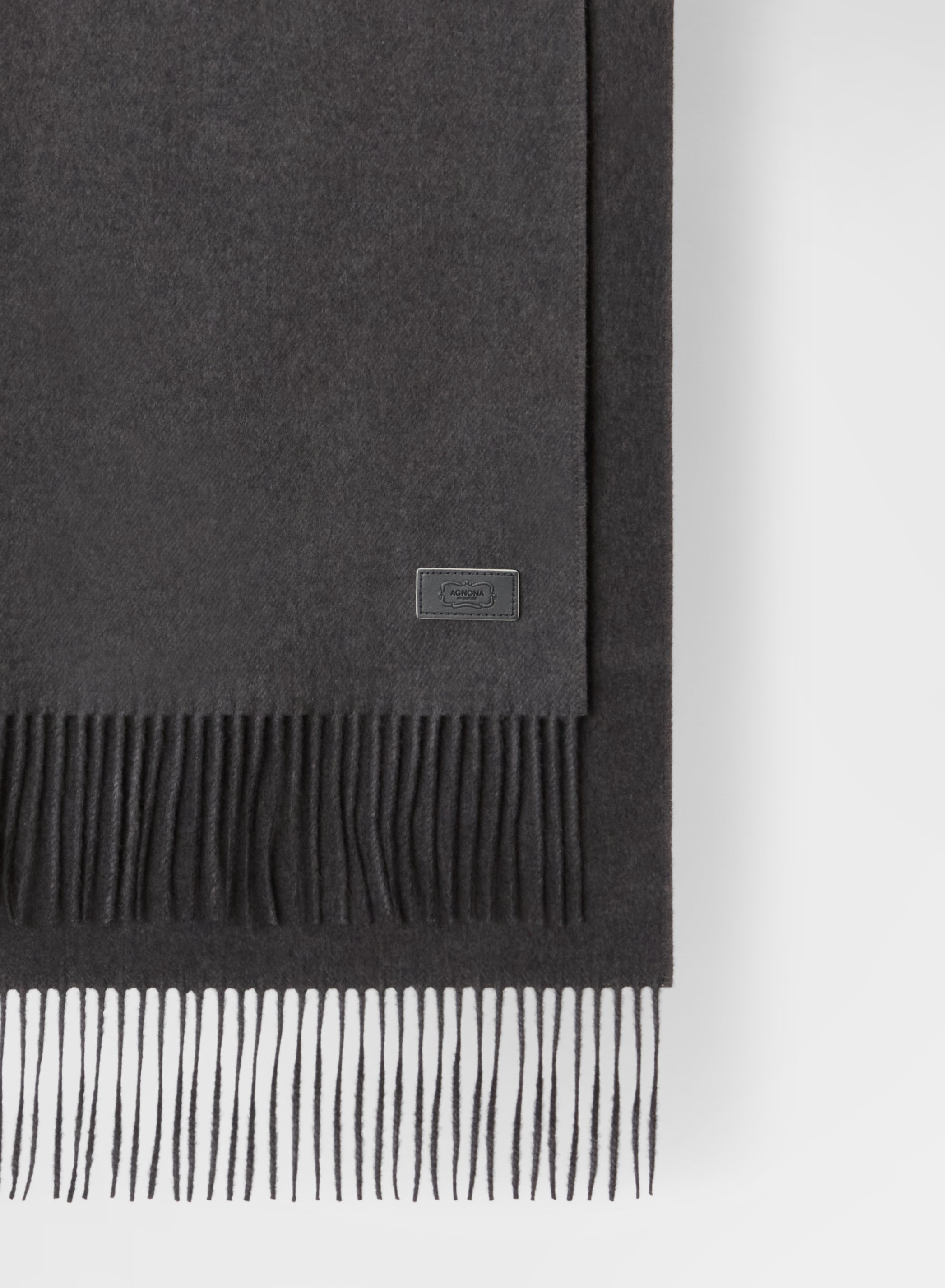 SILK CASHMERE FRINGED SCARF CHARCOAL