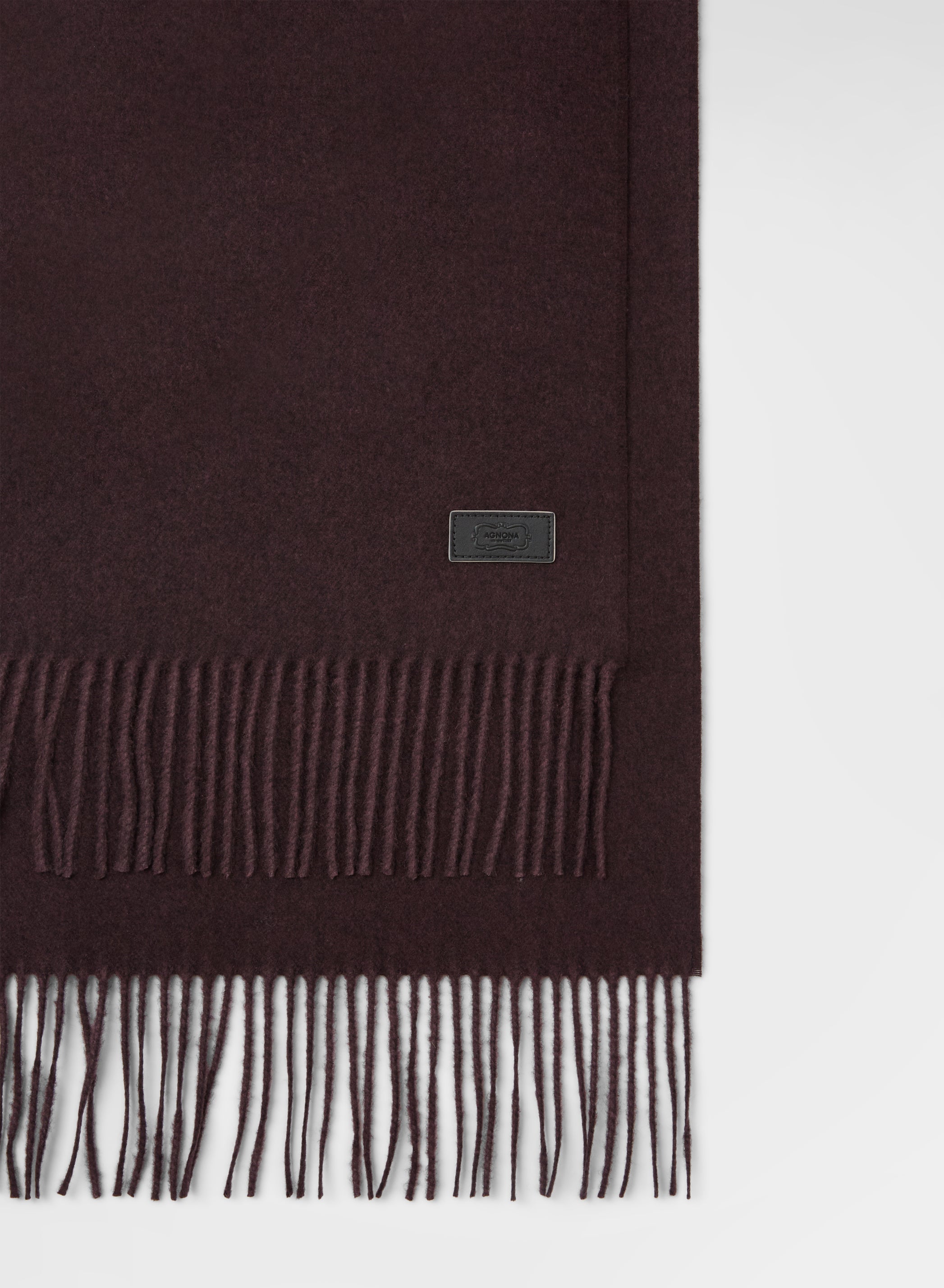 SILK CASHMERE FRINGED SCARF BURGUNDY