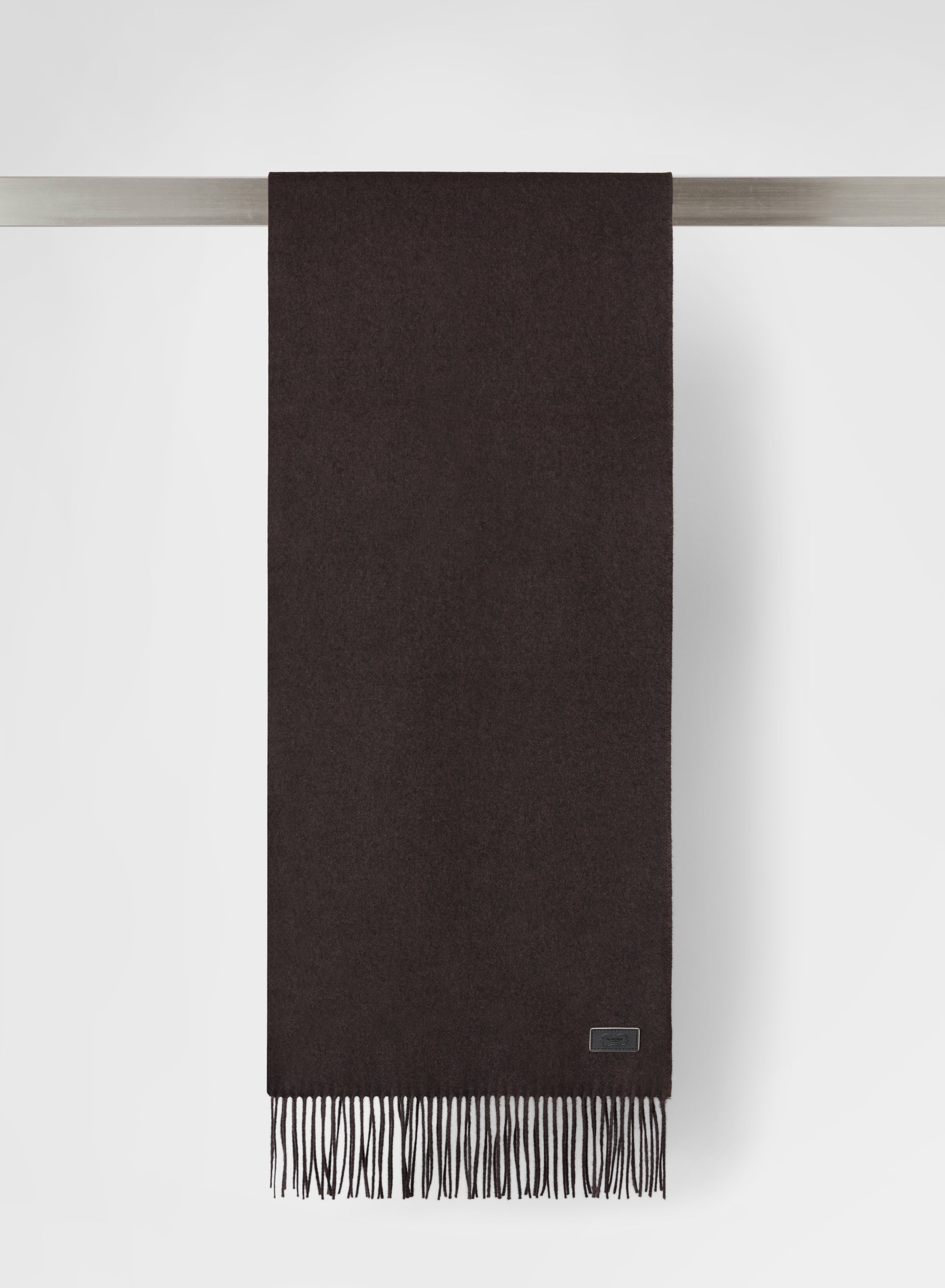 SILK CASHMERE FRINGED SCARF EBONY