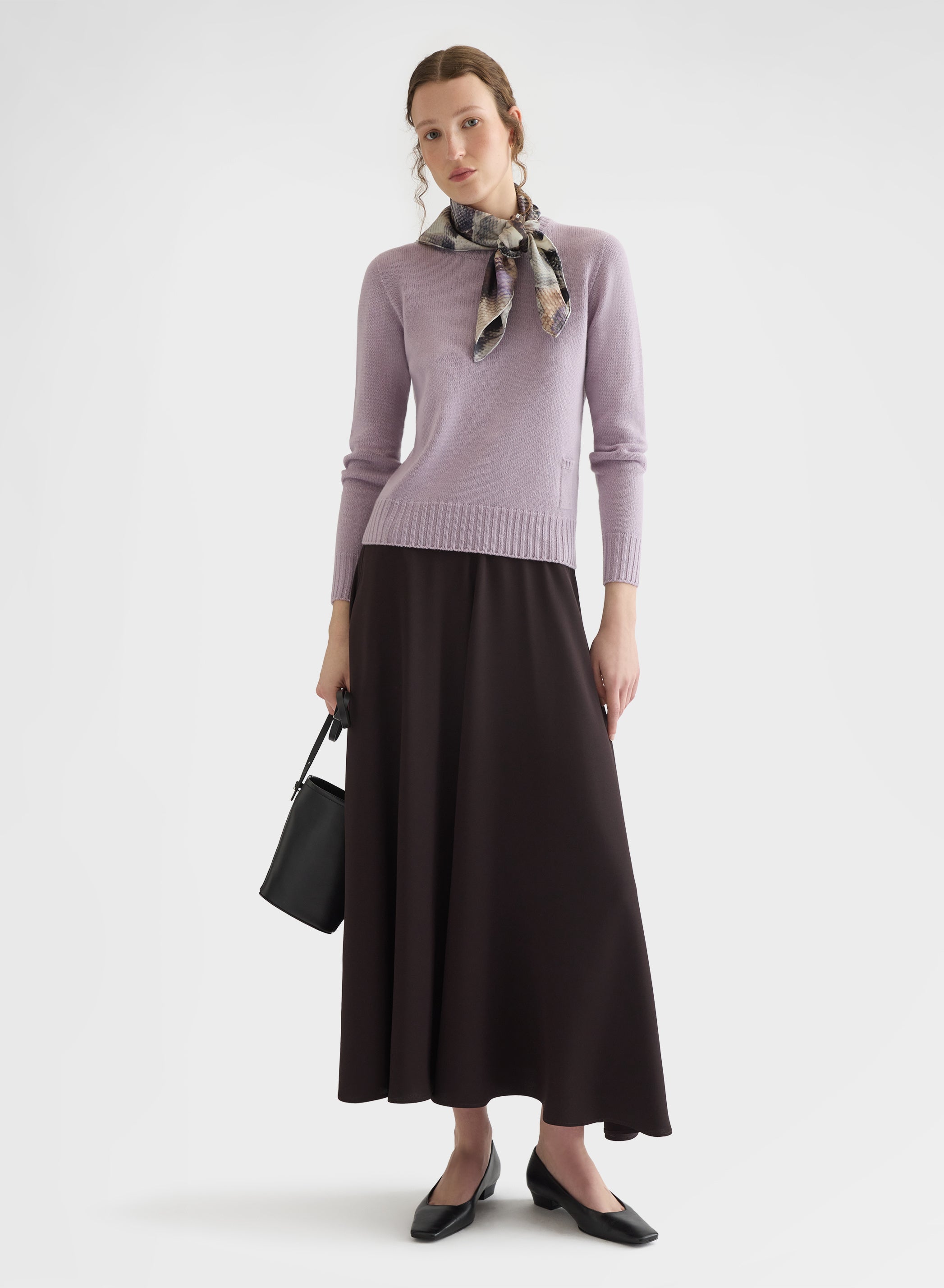 CASHMERE PLAIN KNIT LIPSTICK CREWNECK MAUVE