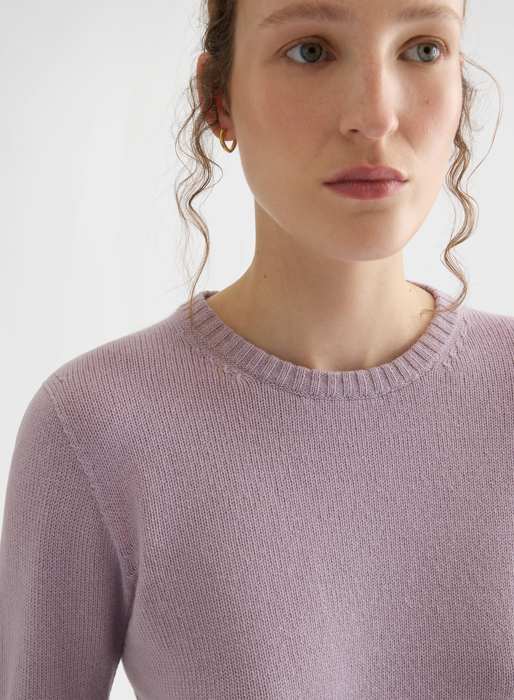CASHMERE PLAIN KNIT LIPSTICK CREWNECK MAUVE