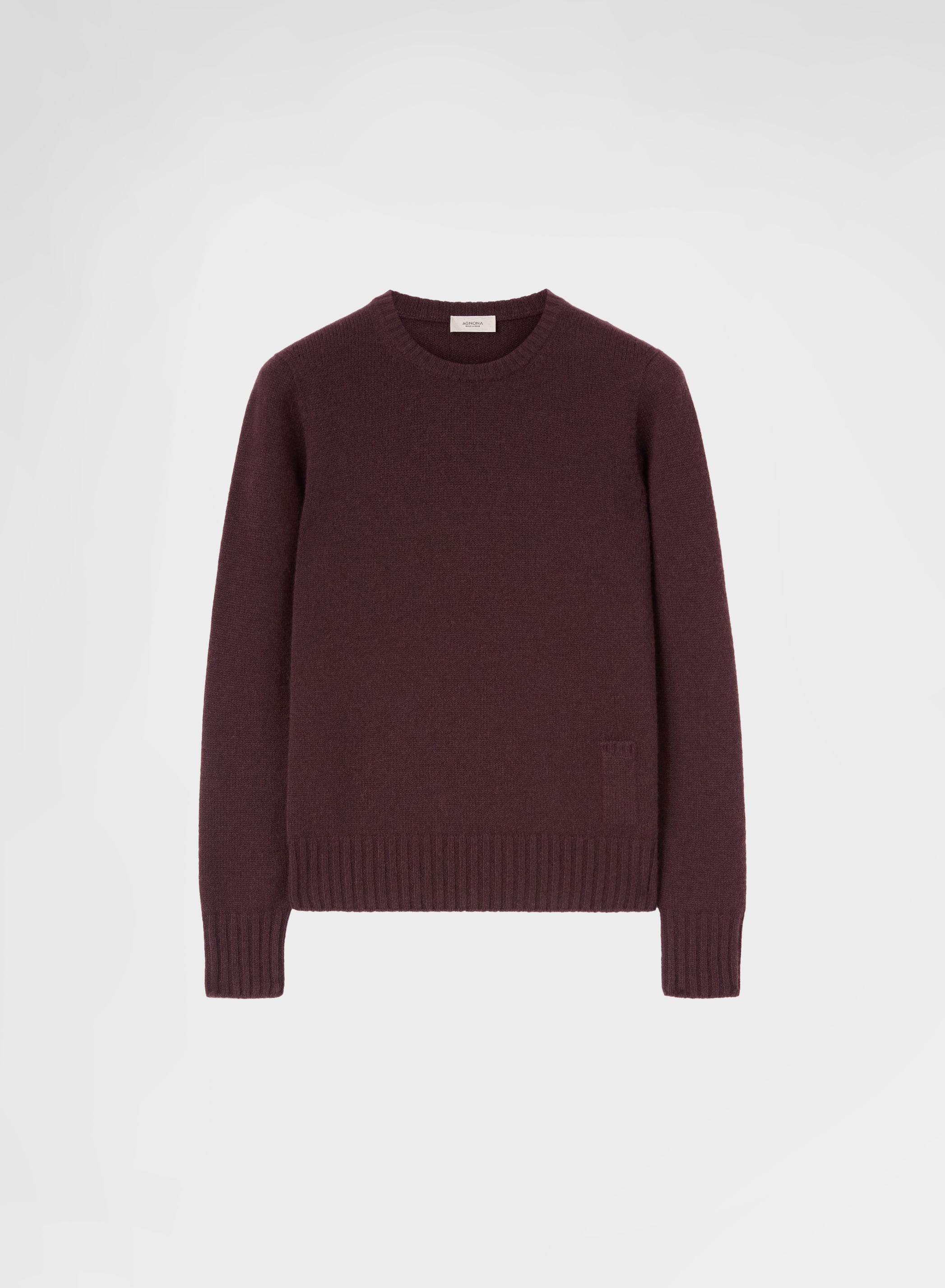 CASHMERE PLAIN KNIT LIPSTICK CREWNECK BURGUNDY