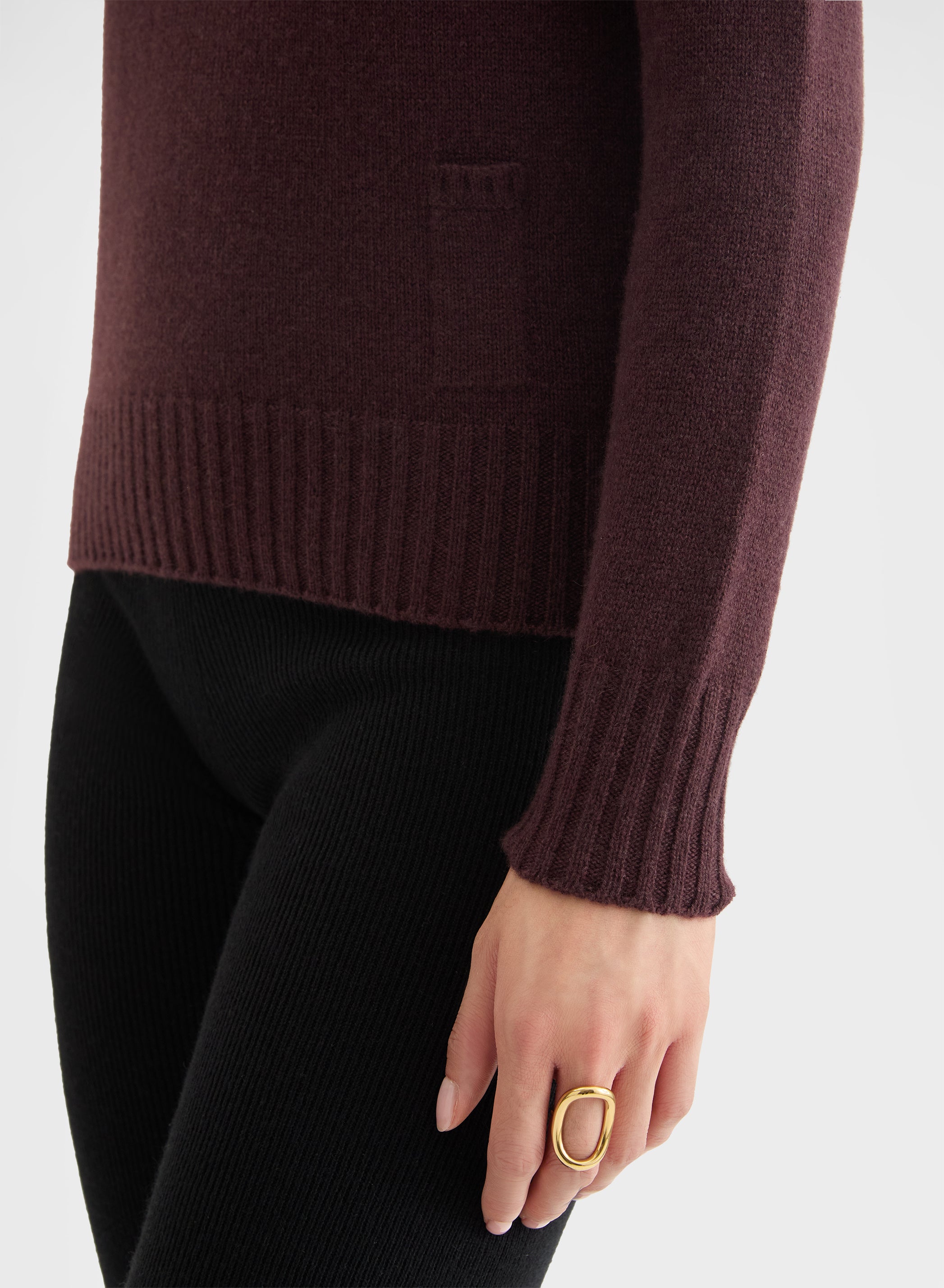 CASHMERE PLAIN KNIT LIPSTICK CREWNECK BURGUNDY