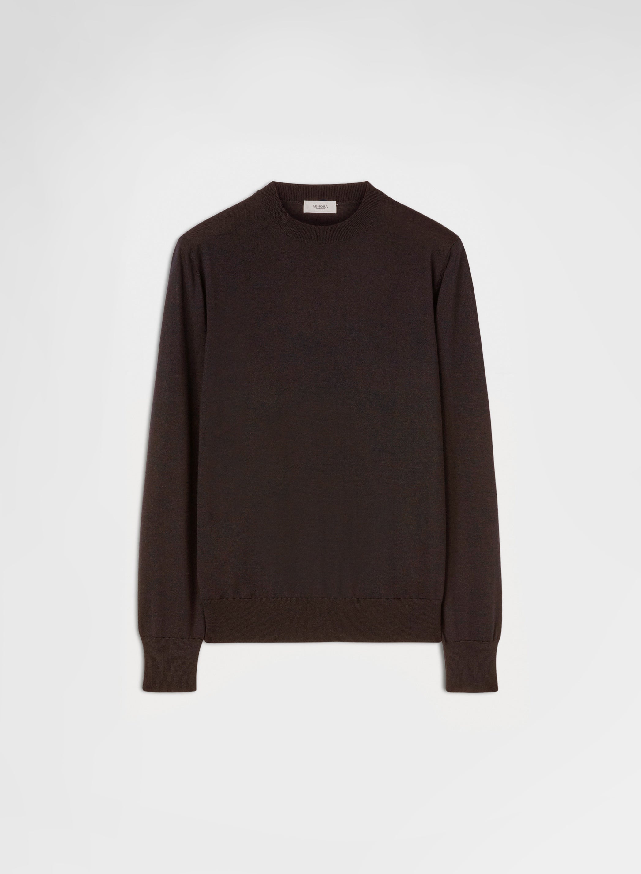 FINE WOOL SILK CASHMERE CREWNECK EBONY