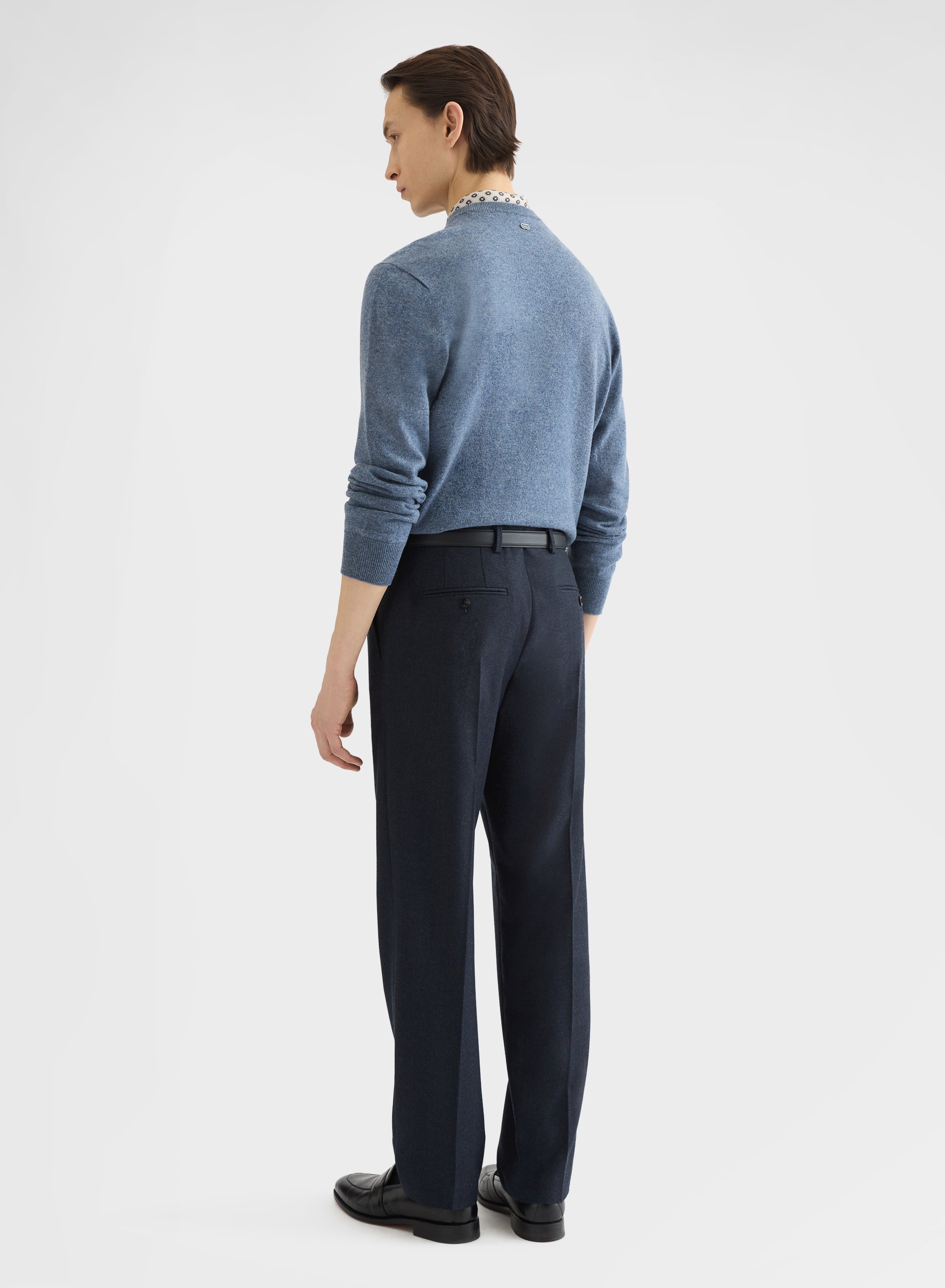 CASHMERE PLAIN KNIT CREWNECK DARK POWDER