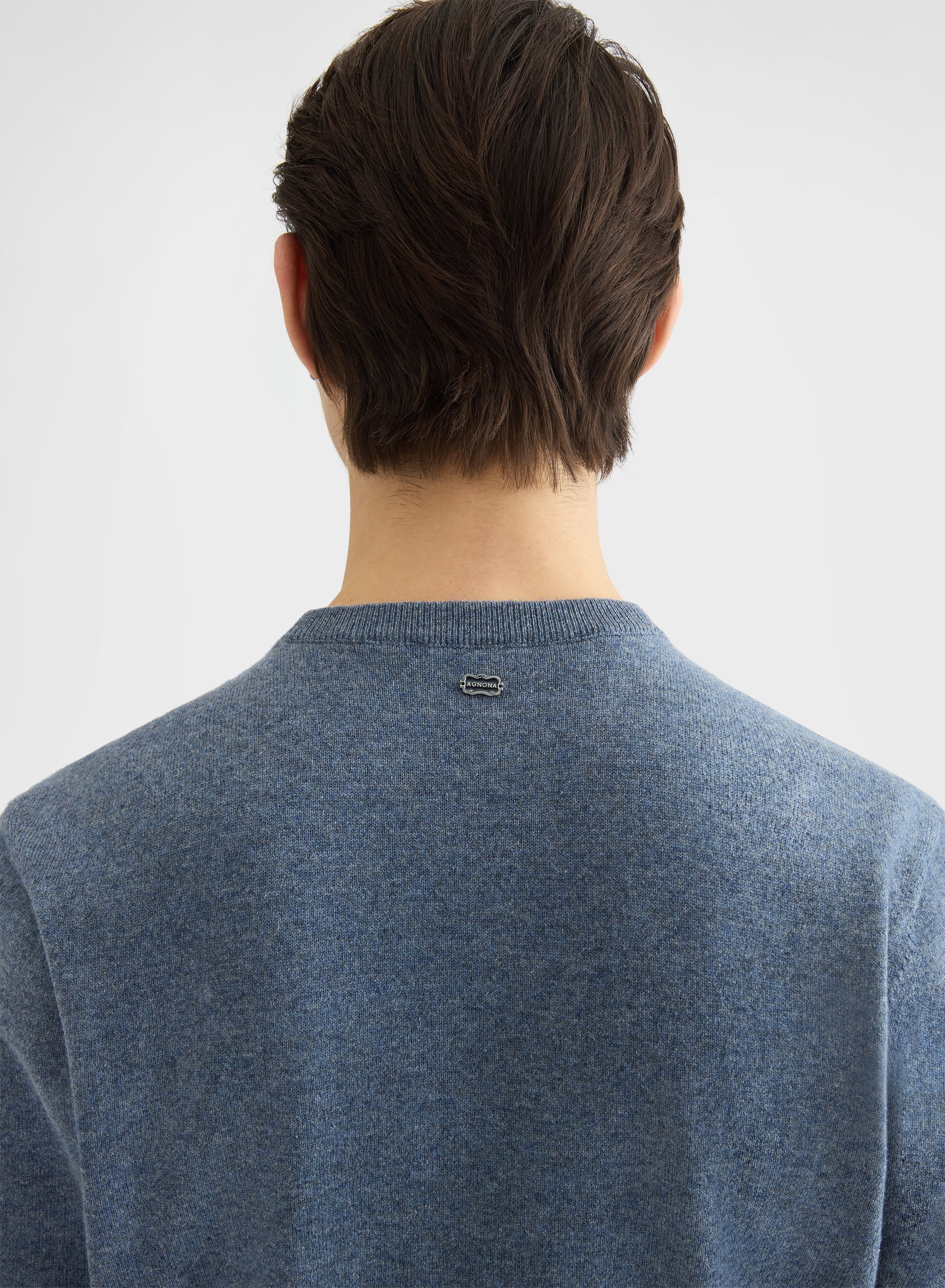 CASHMERE PLAIN KNIT CREWNECK DARK POWDER