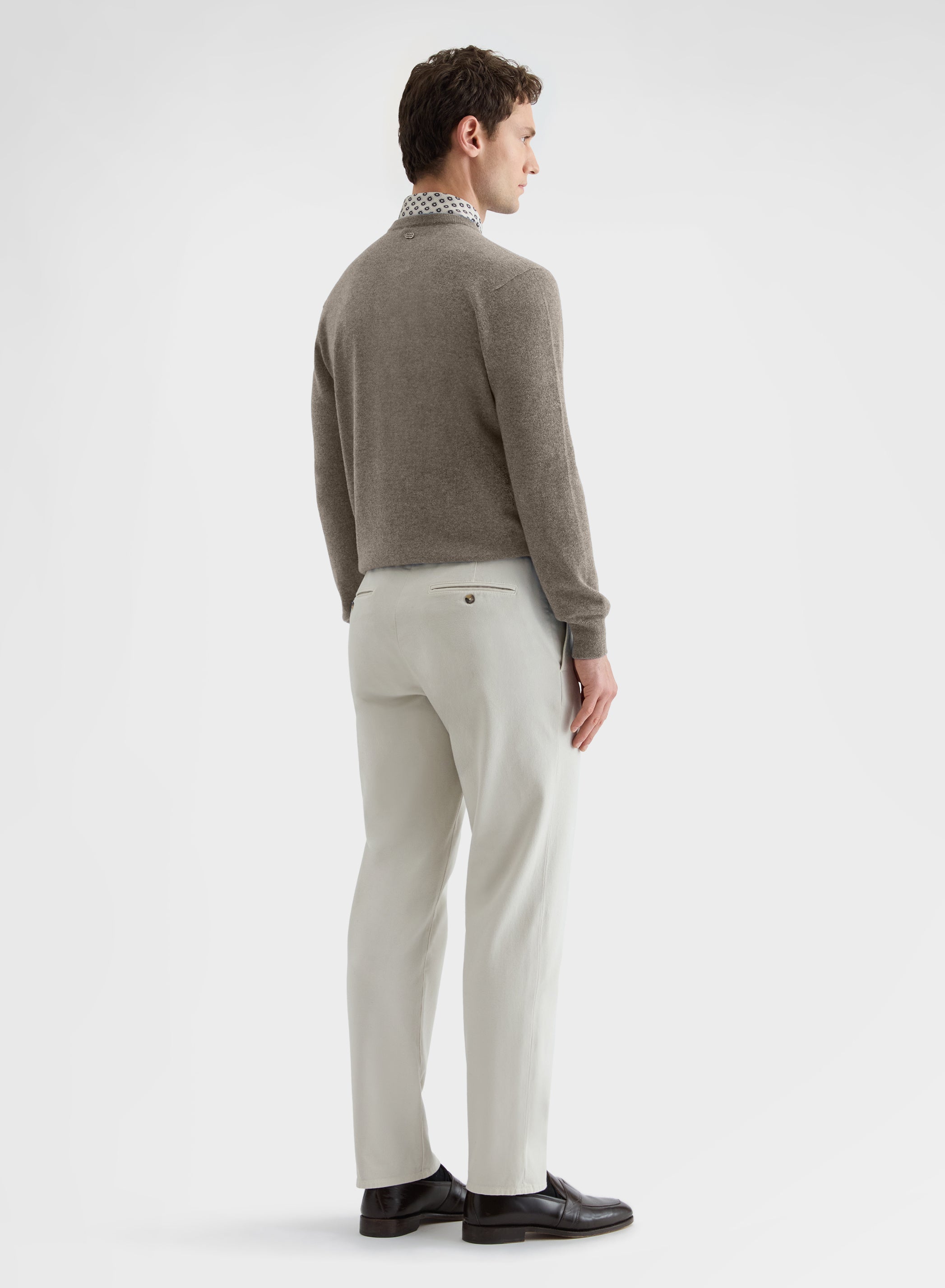 CASHMERE PLAIN KNIT CREWNECK SAND