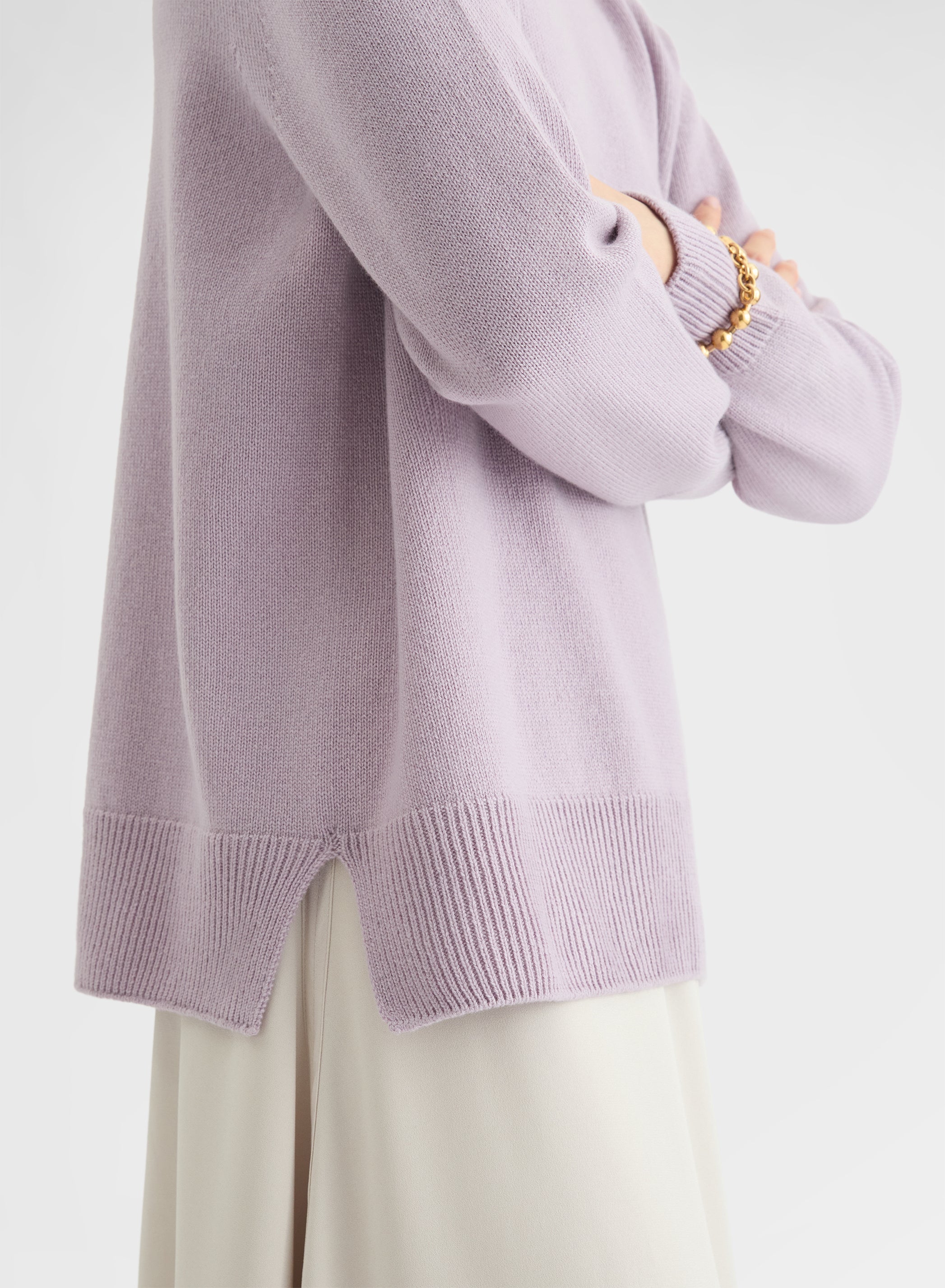 CASHMERE PLAIN KNIT CREWNECK MAUVE