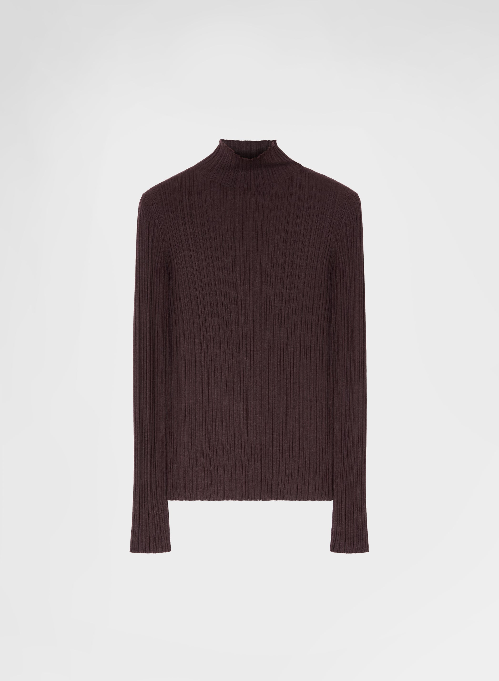 CASHMERE WOOL SILK CORTECCIA STITCH TURTLENECK BURGUNDY