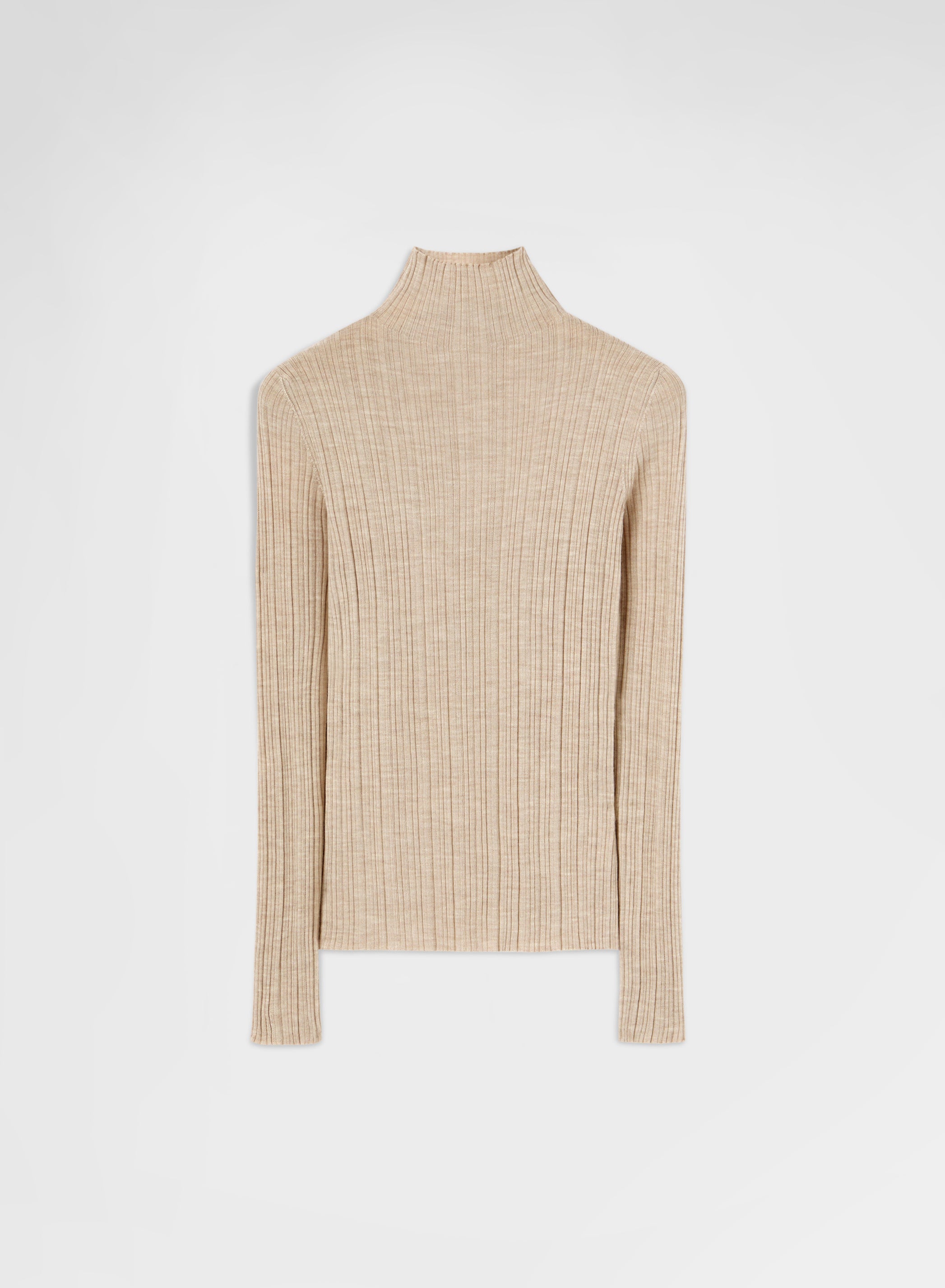 CASHMERE WOOL SILK CORTECCIA STITCH TURTLENECK GREIGE