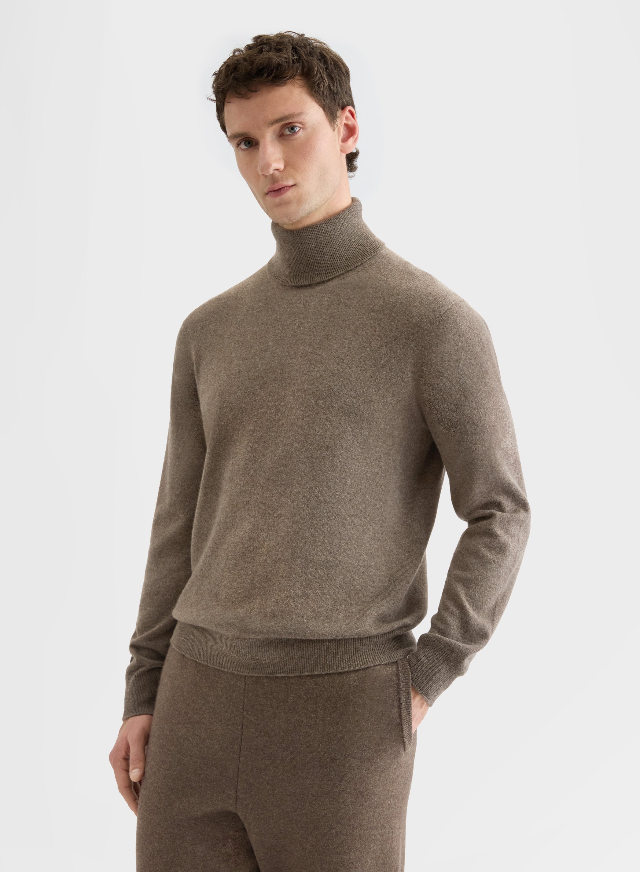 CASHMERE PLAIN KNIT TURTLENECK