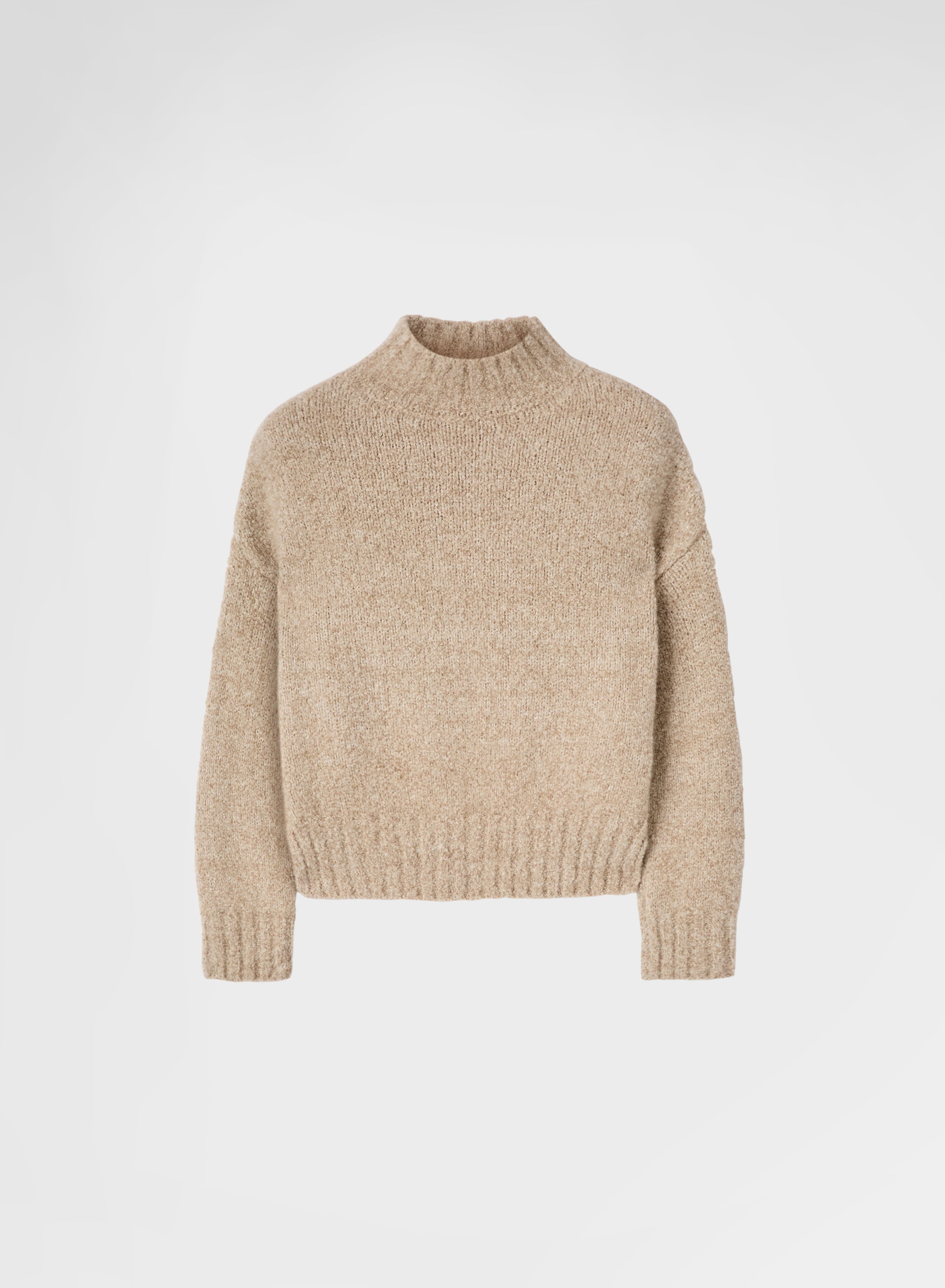 COCOON CASHMERE SILK BOUCLÉ HIGH NECK SWEATER CHAMPAGNE