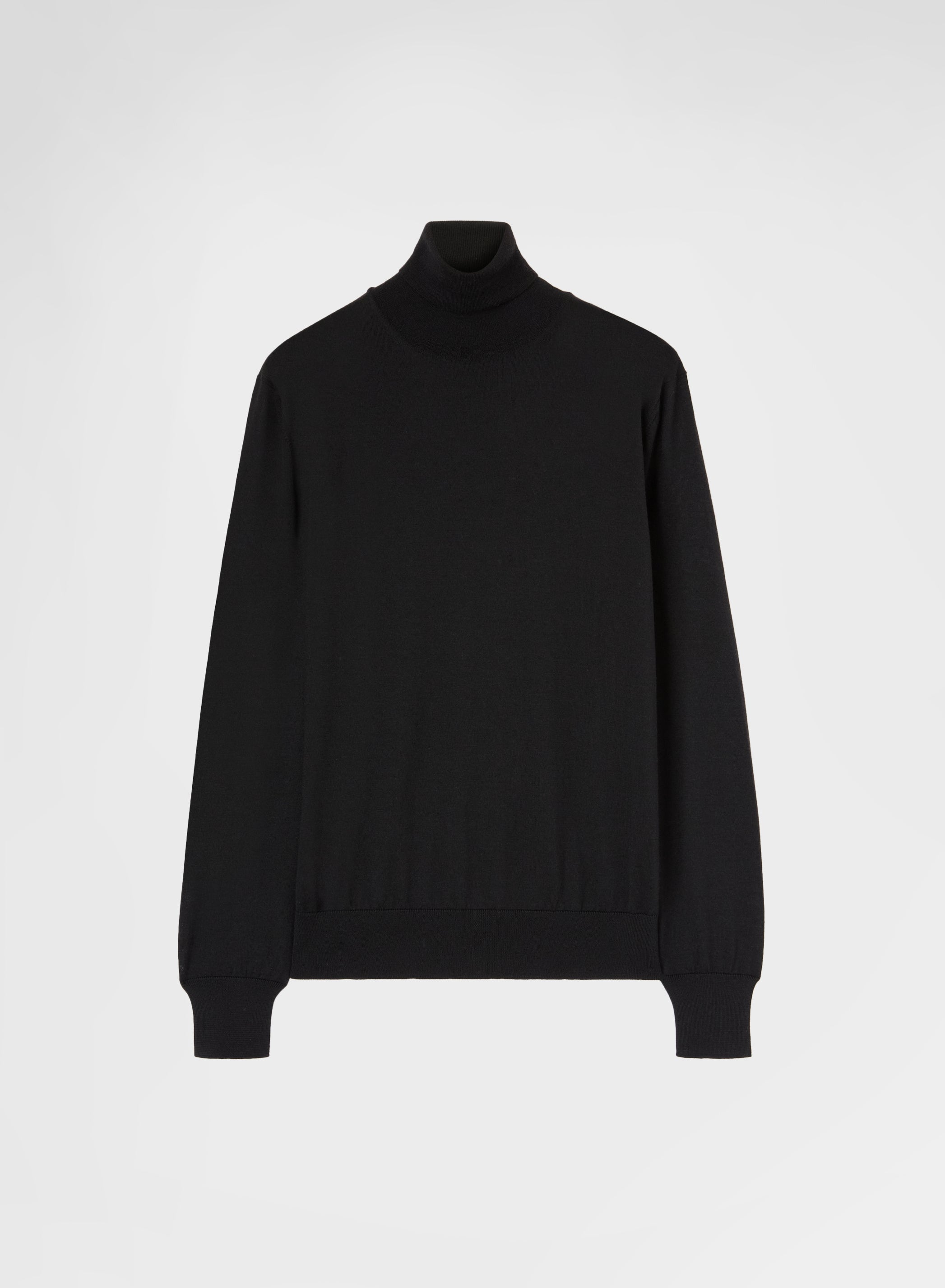 FINE WOOL SILK CASHMERE TURTLENECK BLACK