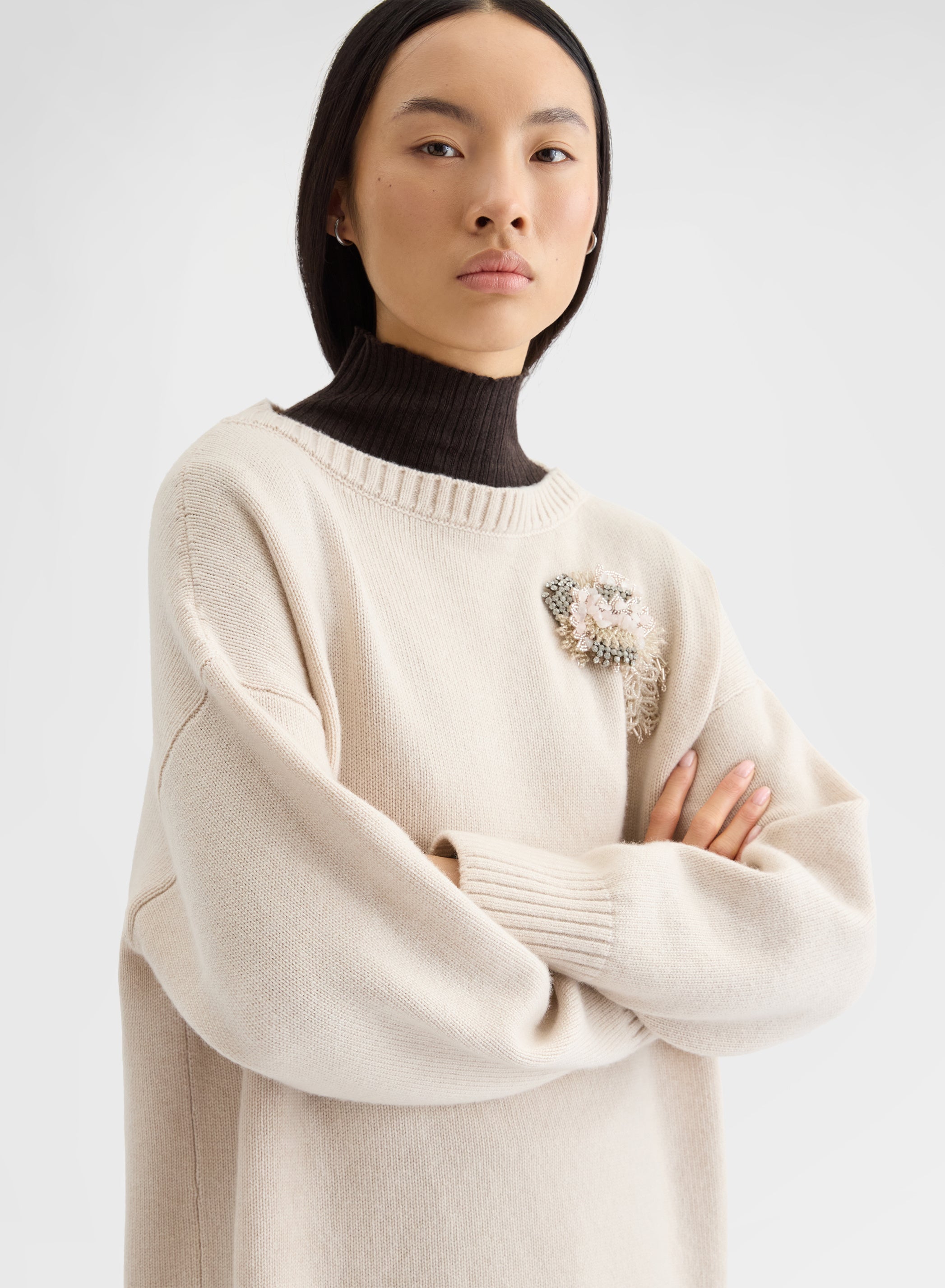 BOAT NECK SWEATER CASHMERE GREIGE