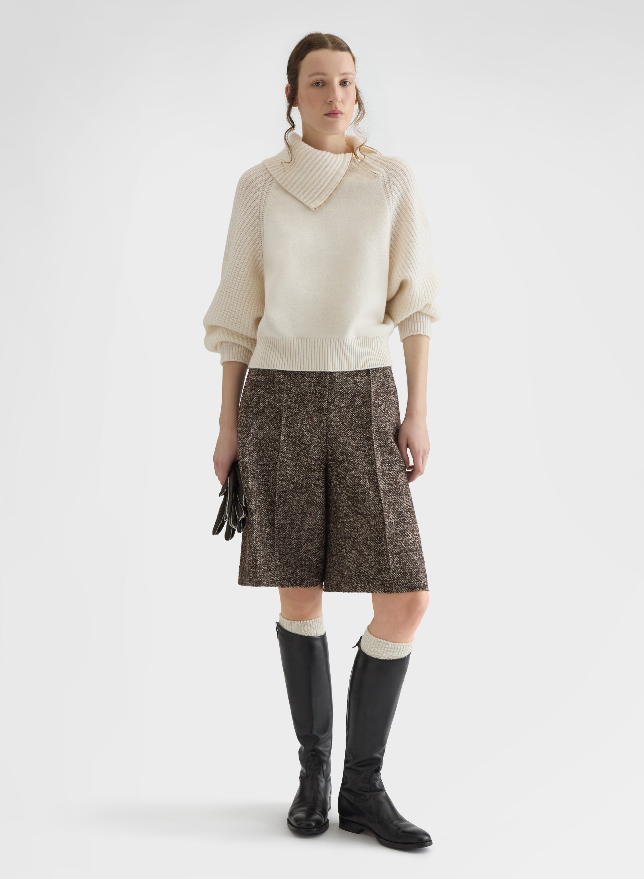 CASHMERE HIGH NECK SWEATER WHITE