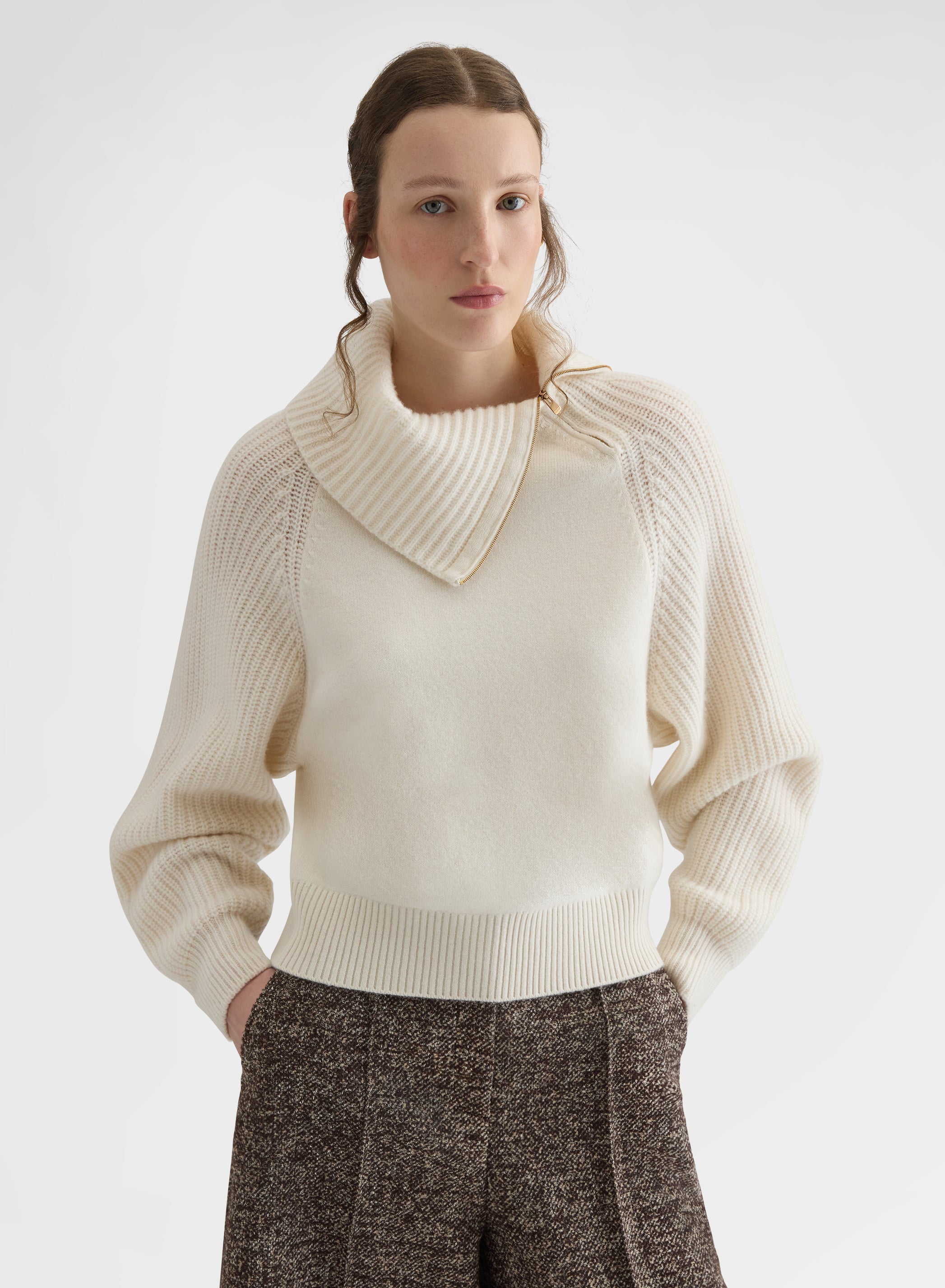 CASHMERE HIGH NECK SWEATER WHITE
