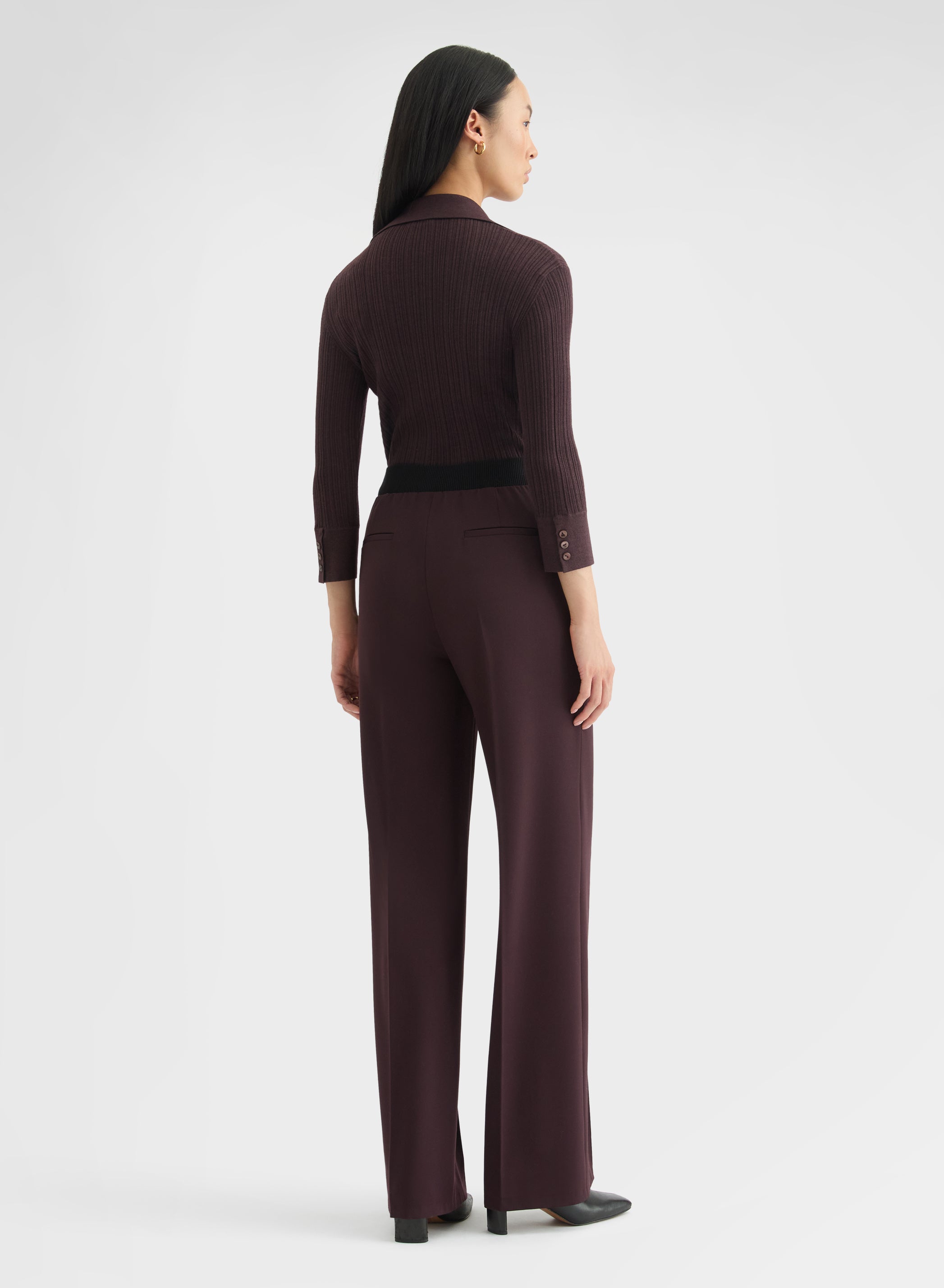 CASHMERE WOOL SILK CORTECCIA STITCH POLO BURGUNDY